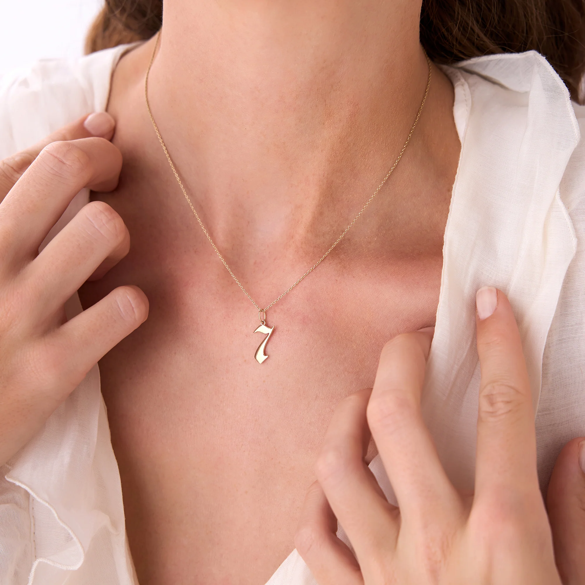 14K Gothic Number Pendant Necklace - Image 4