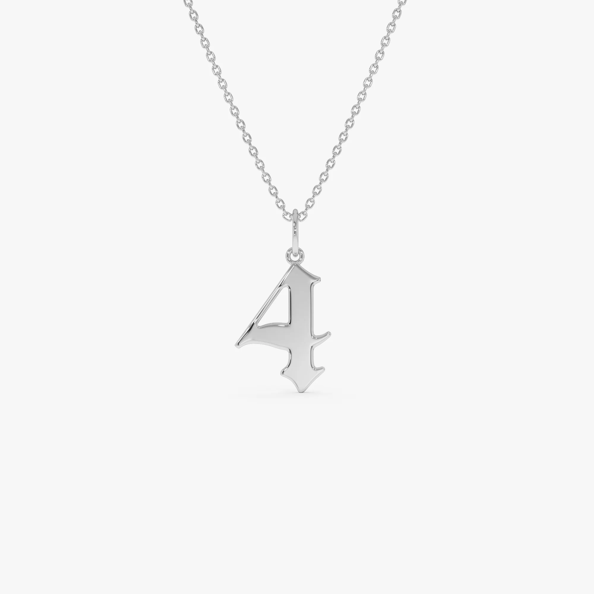 14K Gothic Number Pendant Necklace - Image 6