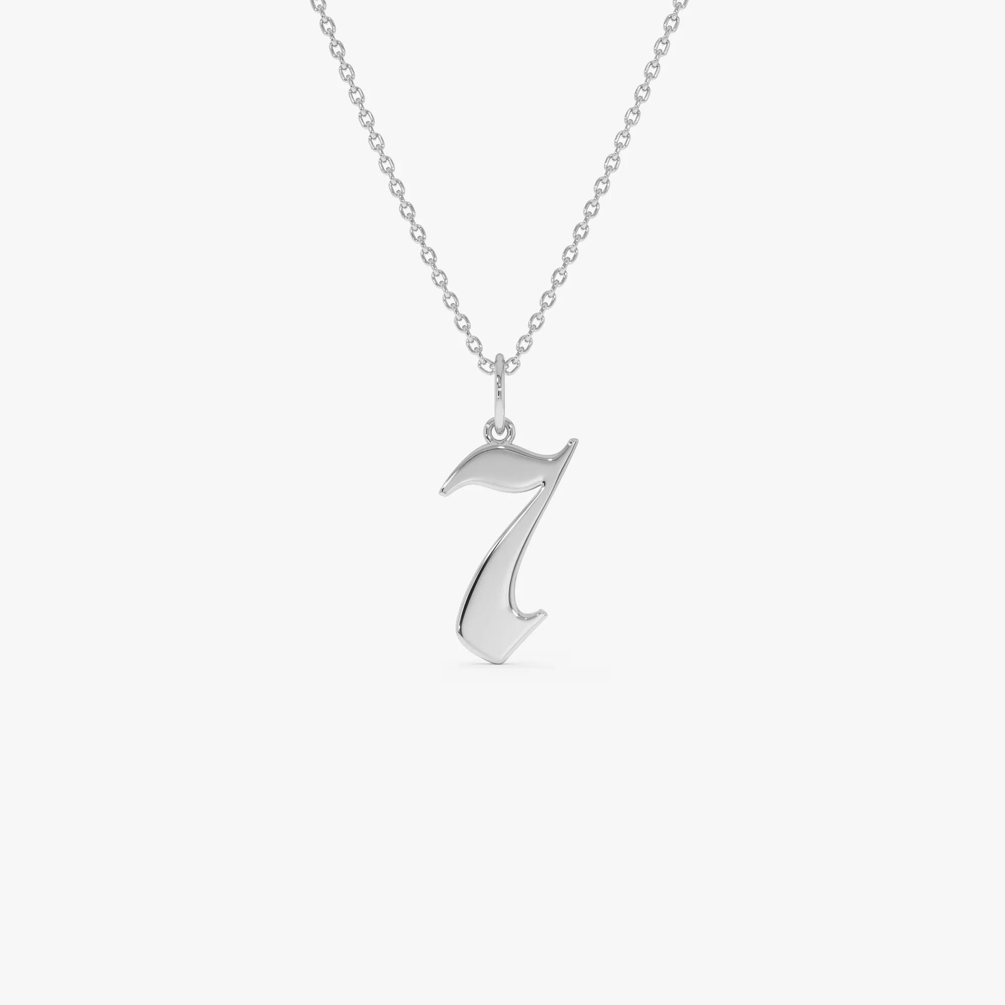 14K Gothic Number Pendant Necklace - Image 7