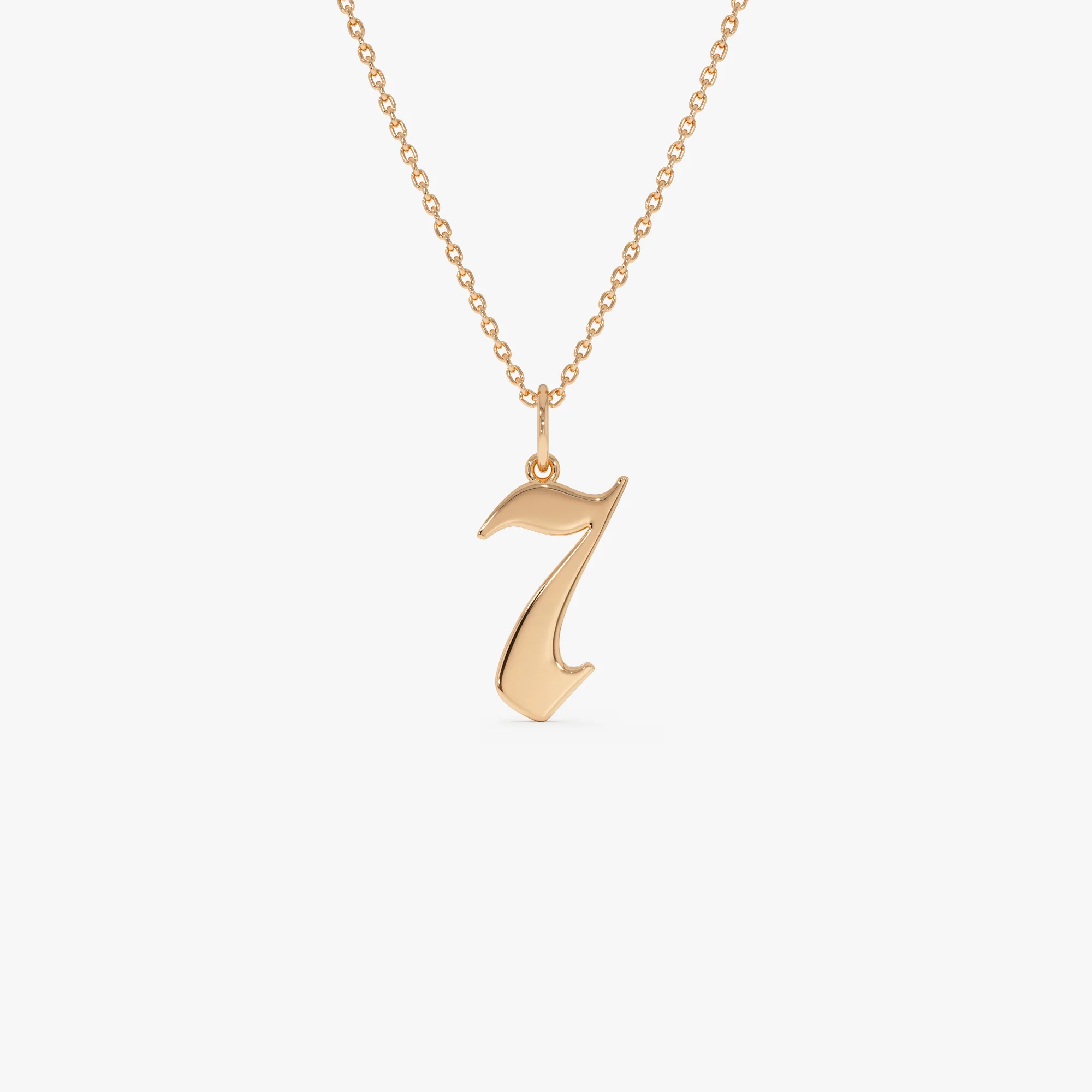 14K Gothic Number Pendant Necklace - Image 8