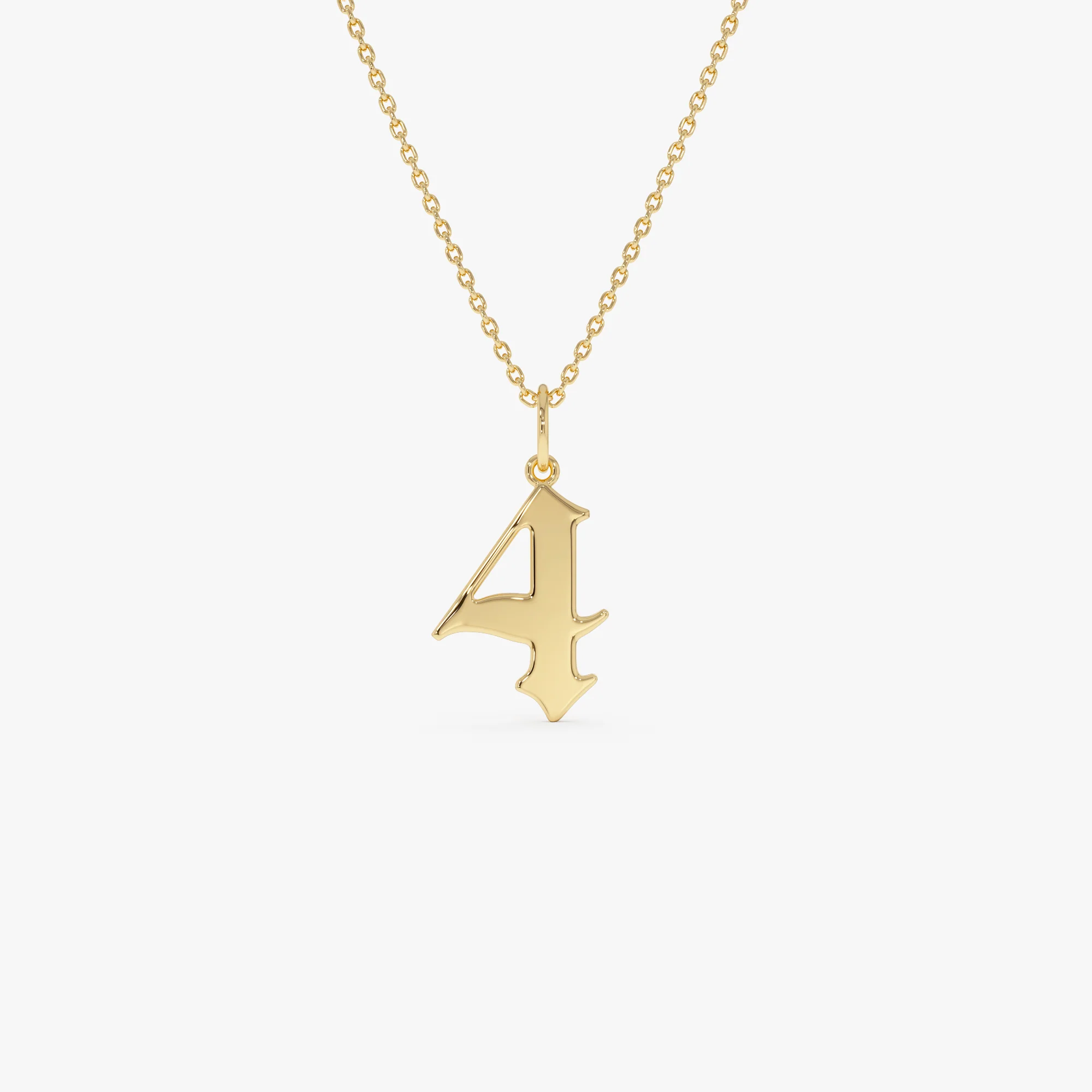 14K Gothic Number Pendant Necklace - Image 9