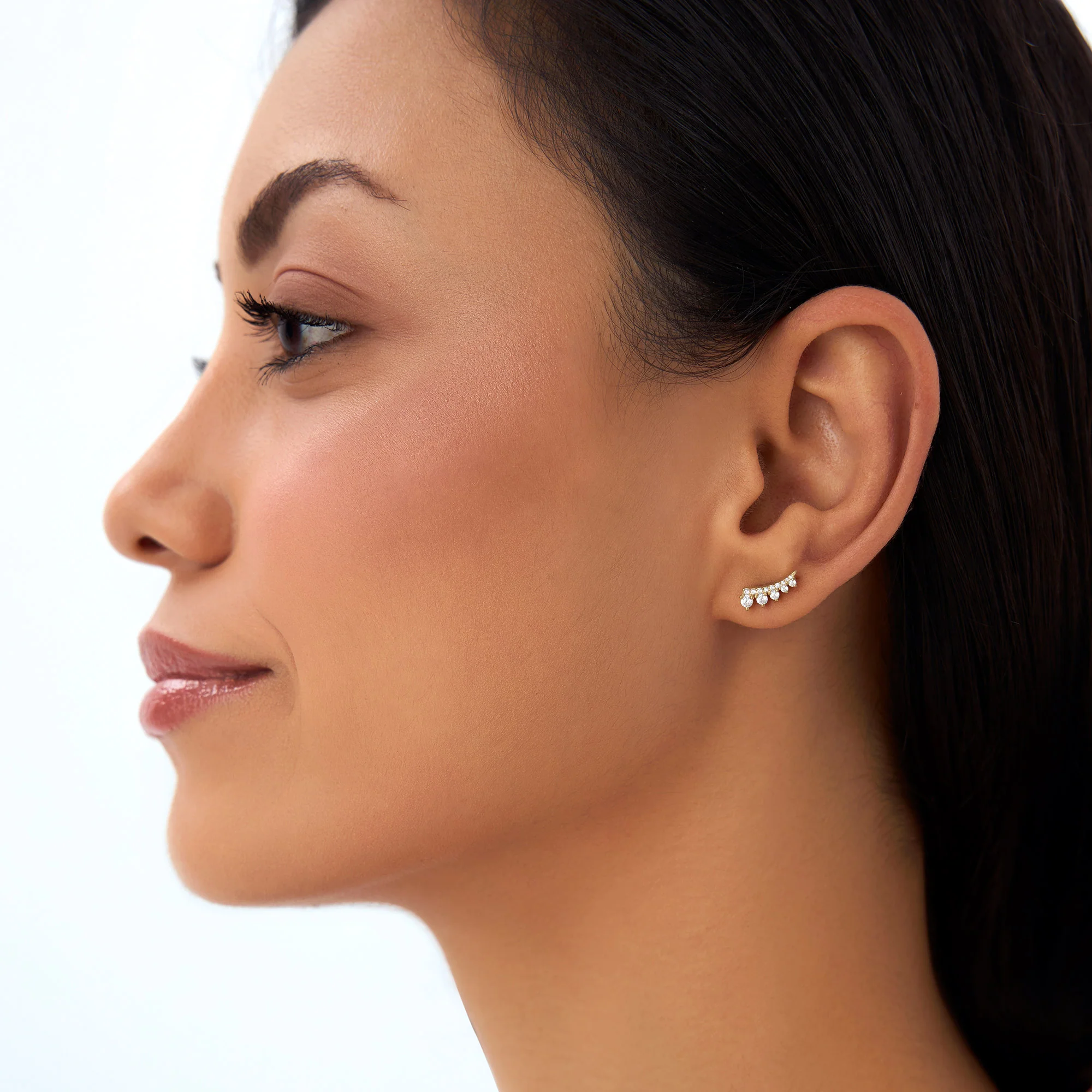 14k Graduating Diamond Ear Climber Studs - Image 4