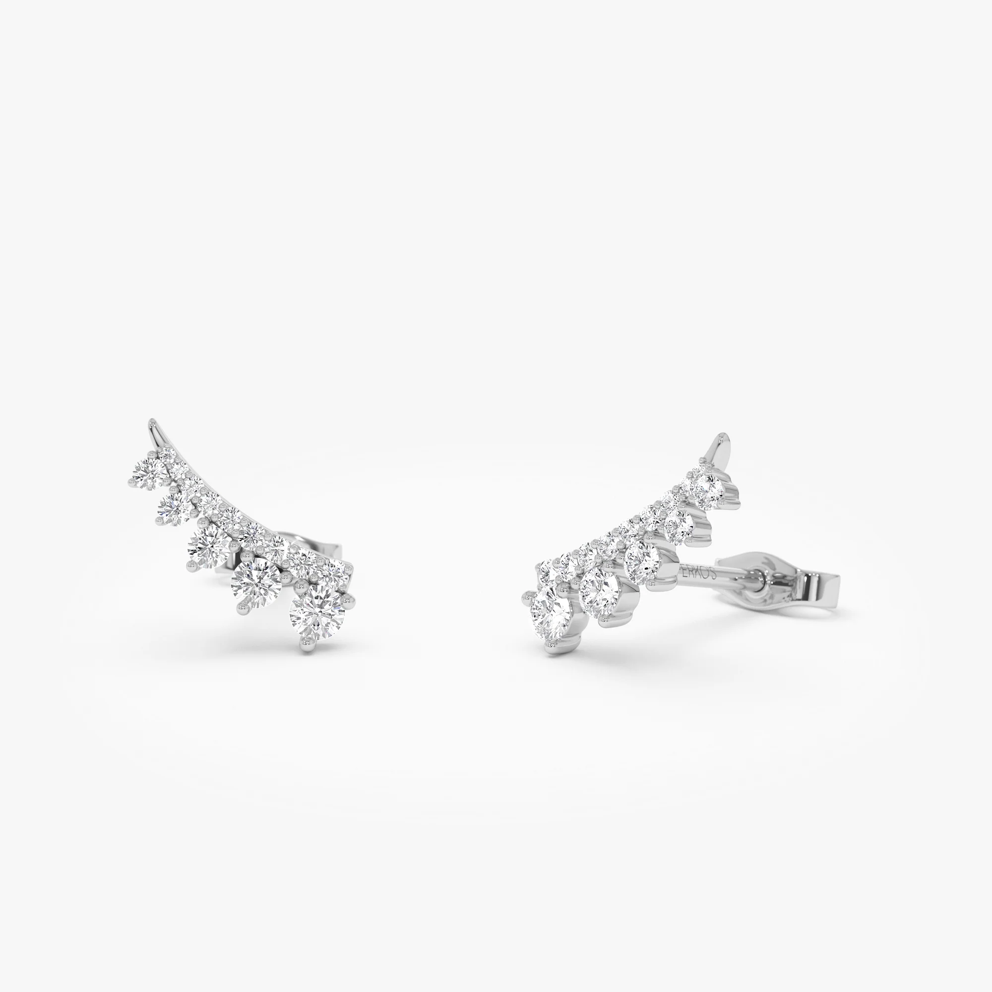 14k Graduating Diamond Ear Climber Studs - Image 5