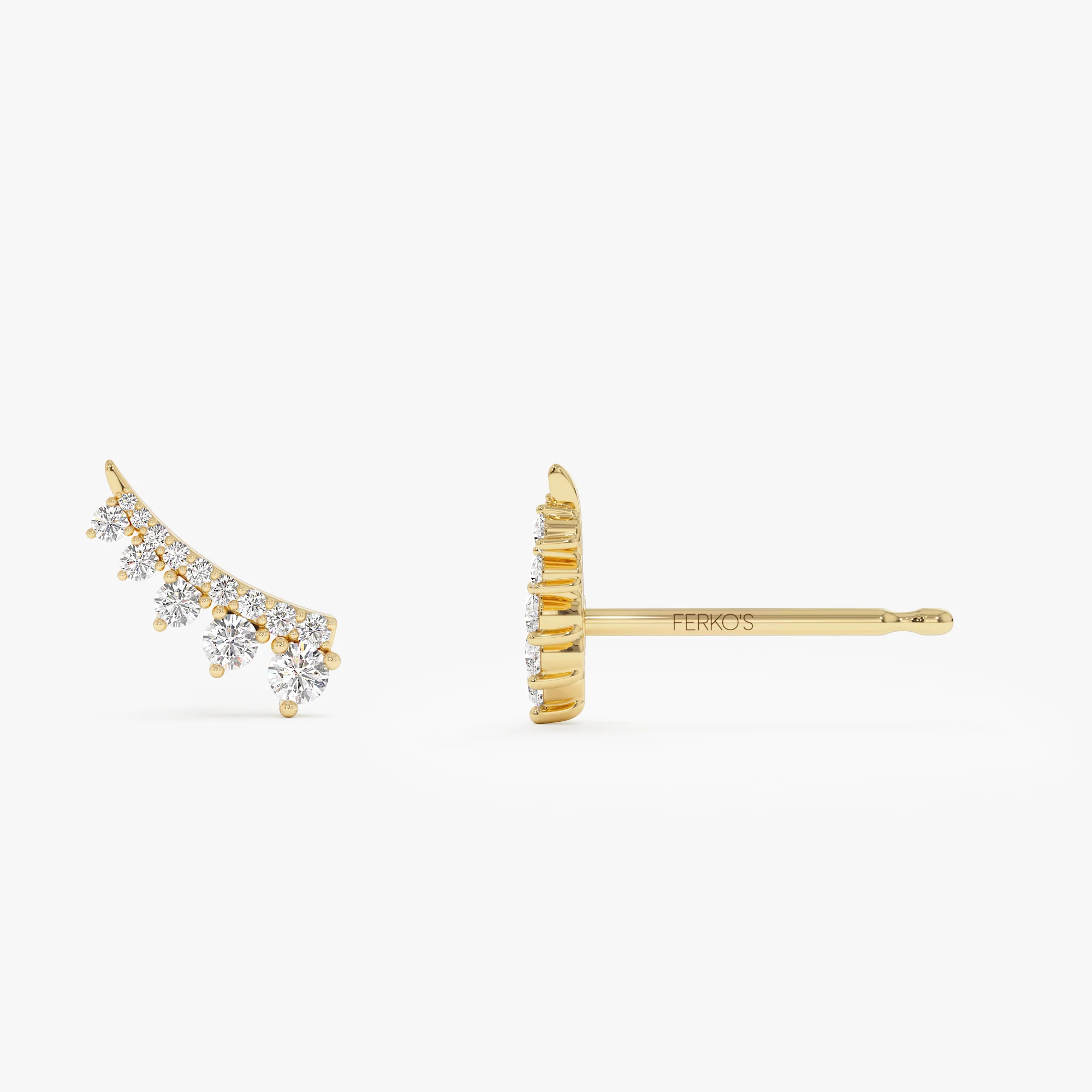 14k Graduating Diamond Ear Climber Studs - Image 7