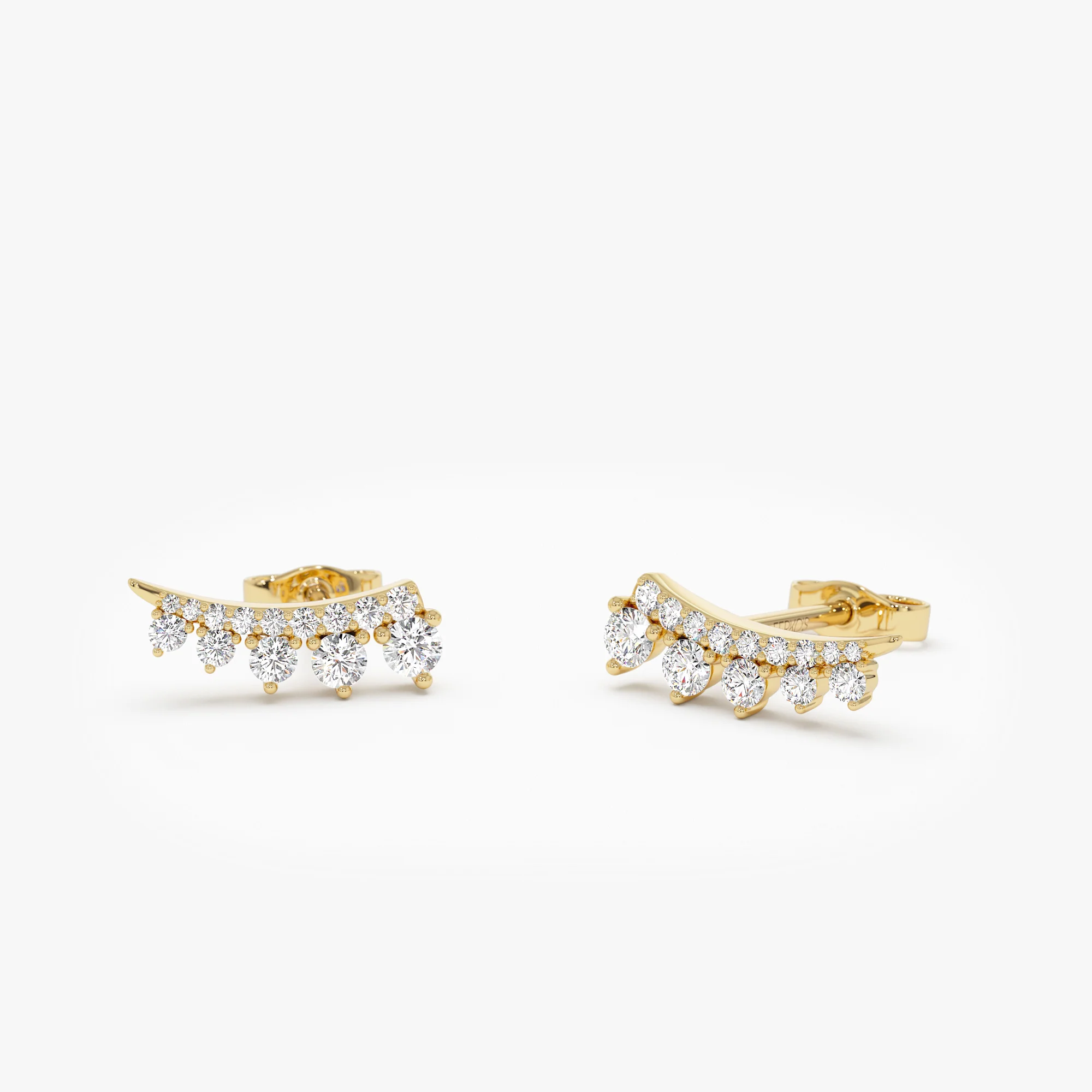 14k Graduating Diamond Ear Climber Studs - Image 8