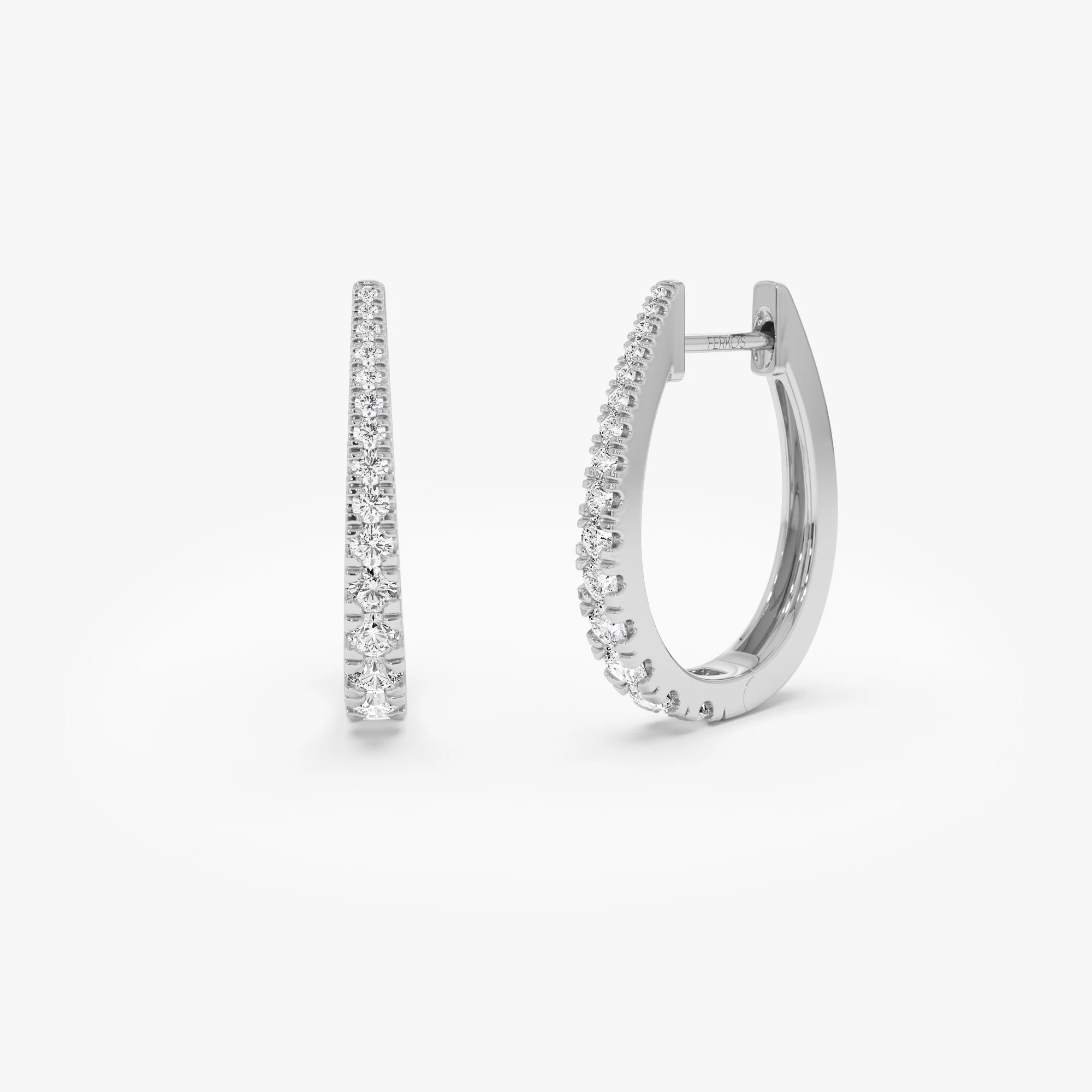 14k Graduating Statement Diamond Hoop Earrings - Image 5