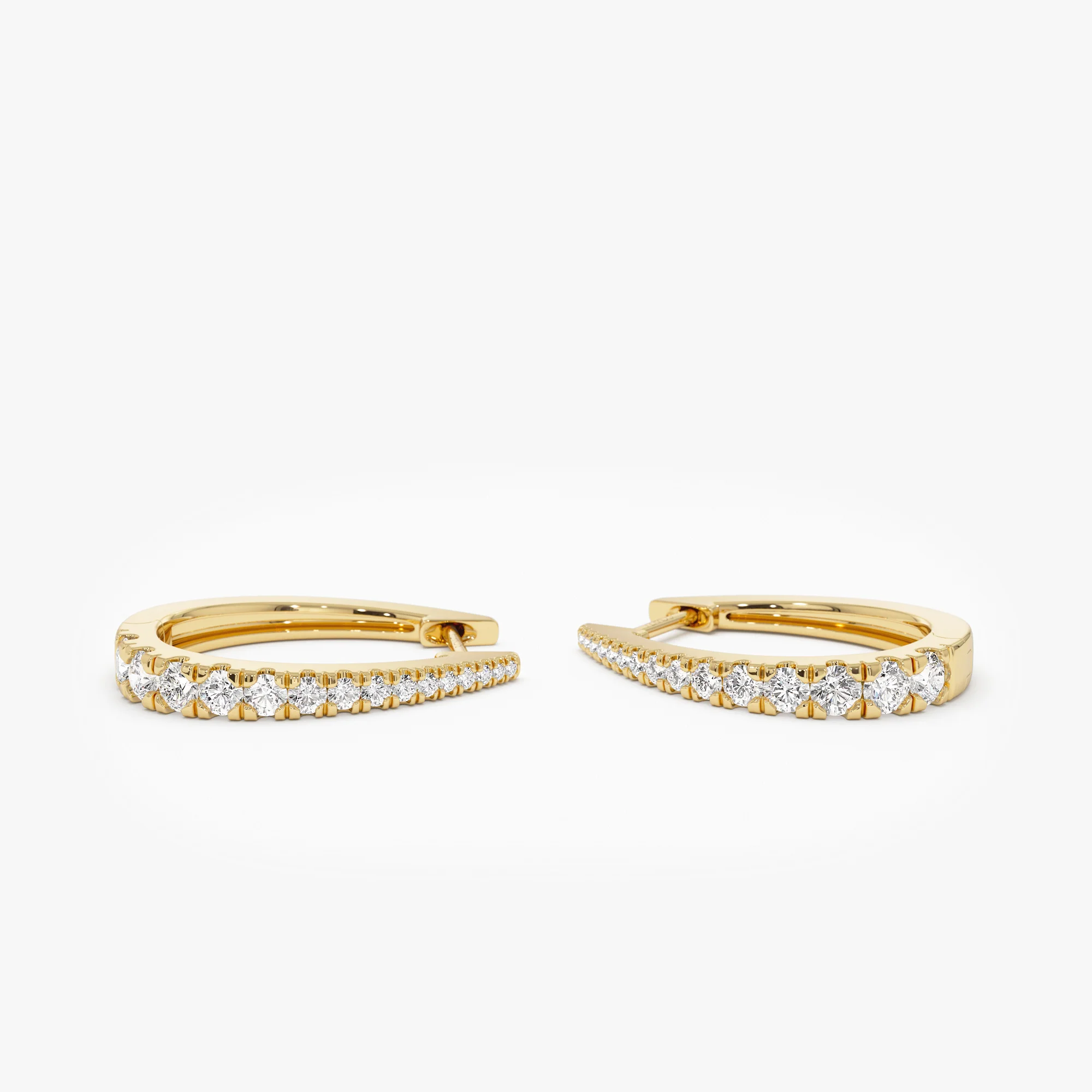 14k Graduating Statement Diamond Hoop Earrings - Image 6