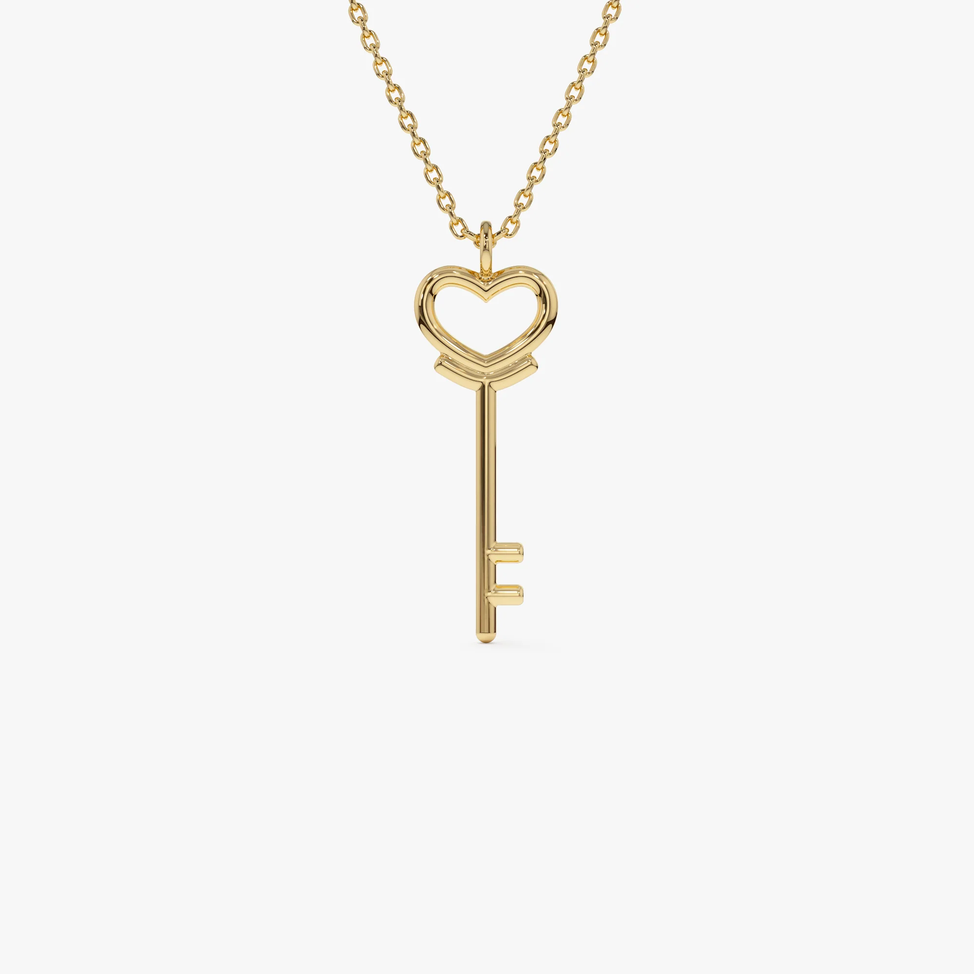 14K Heart Key Necklace