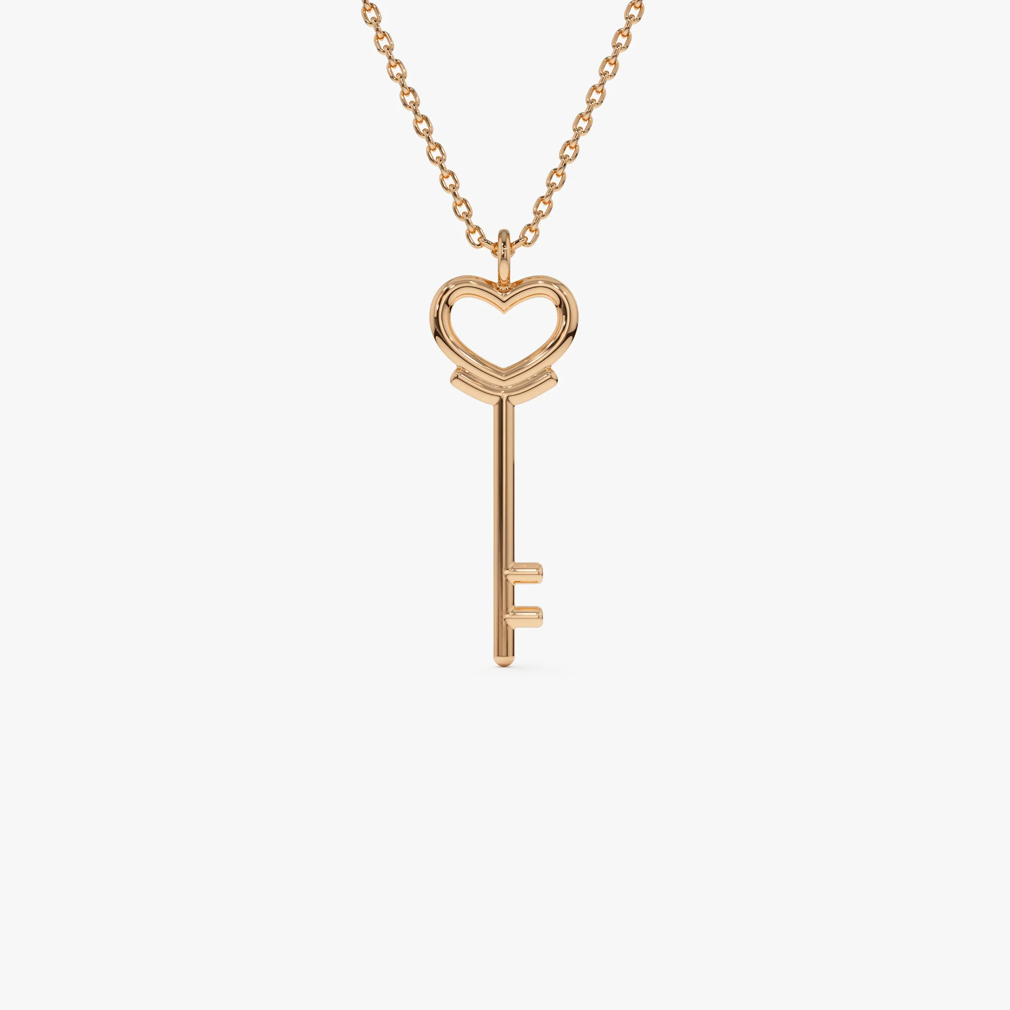 14K Heart Key Necklace - Image 6