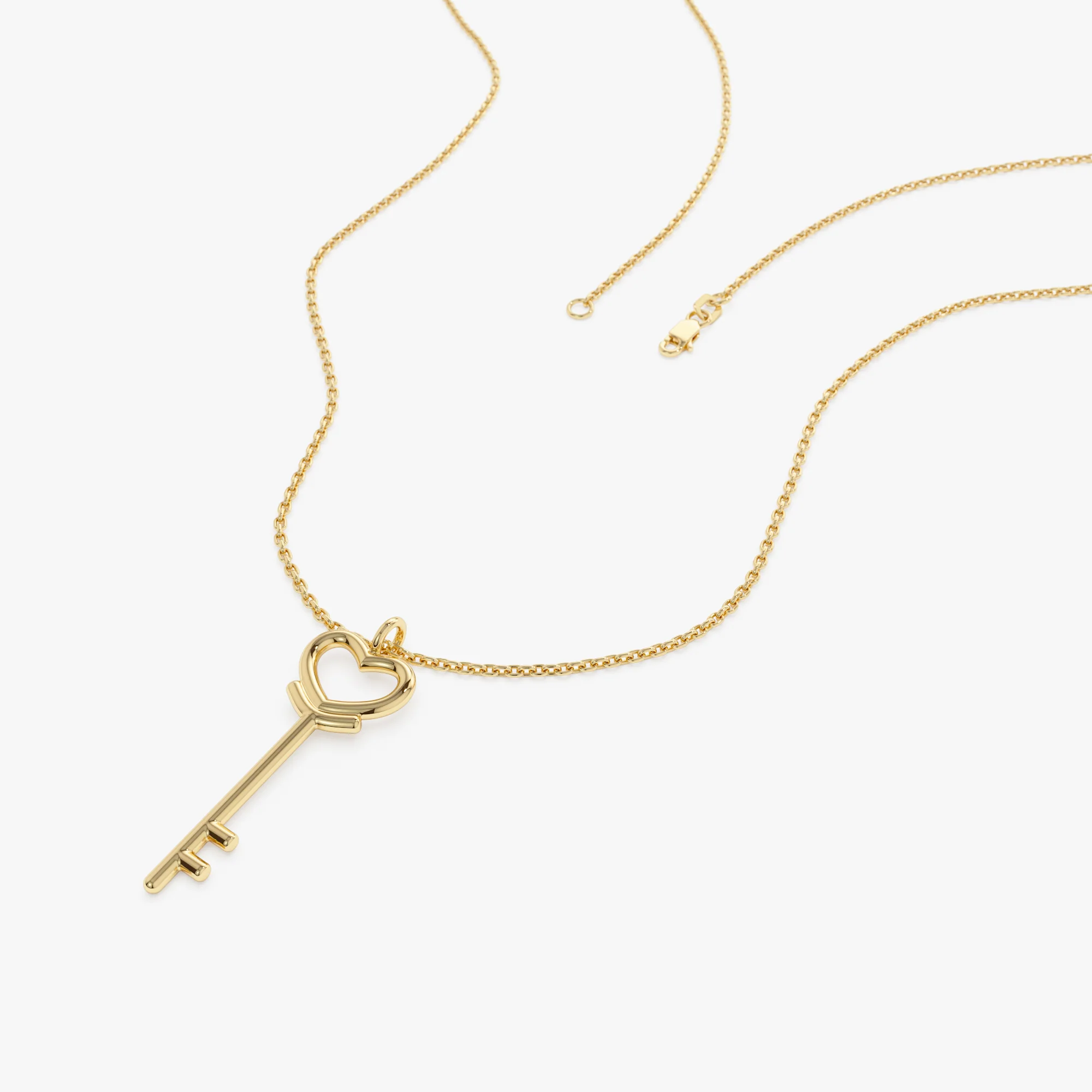 14K Heart Key Necklace - Image 8