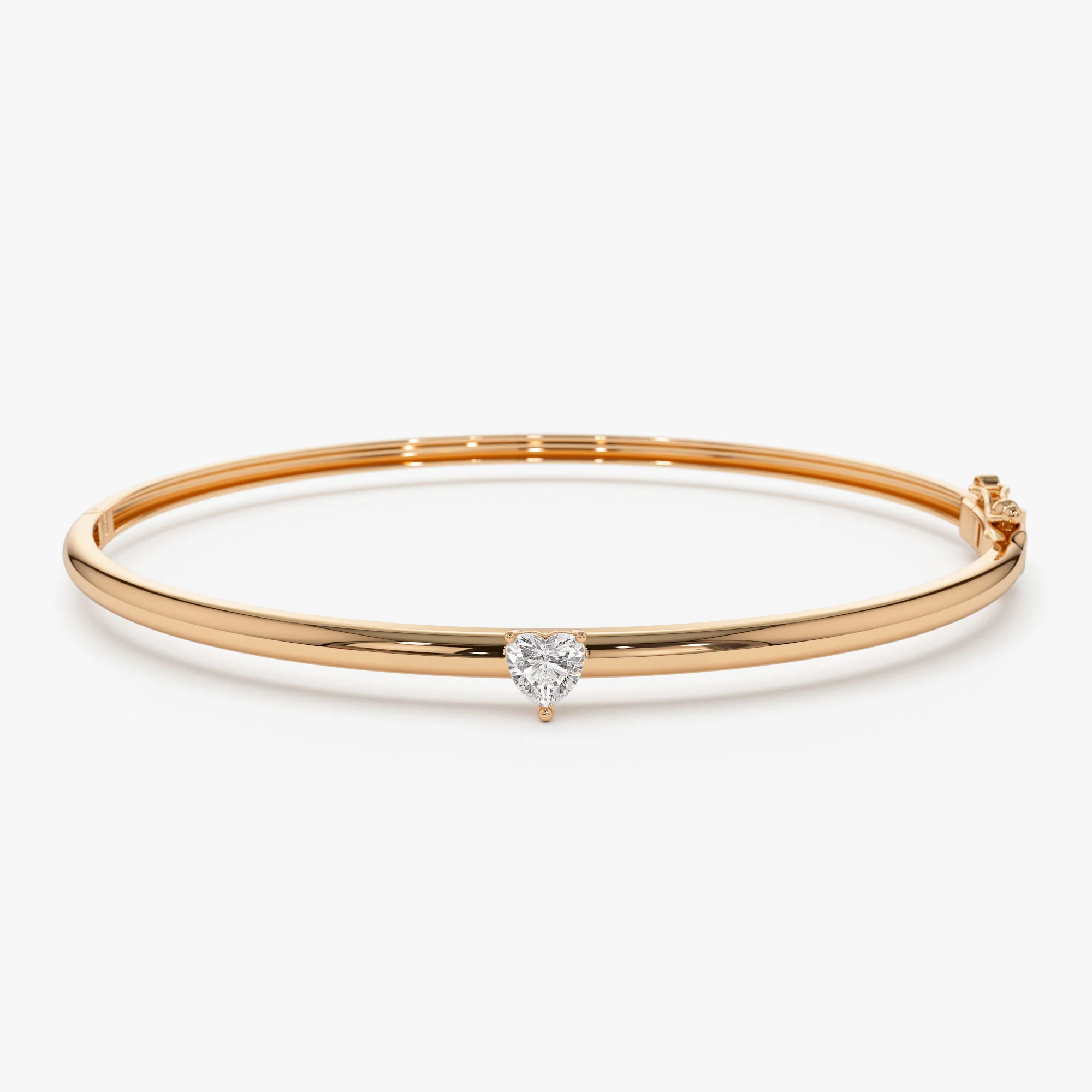 14K Heart Shape Diamond Solitaire Bangle - Image 7
