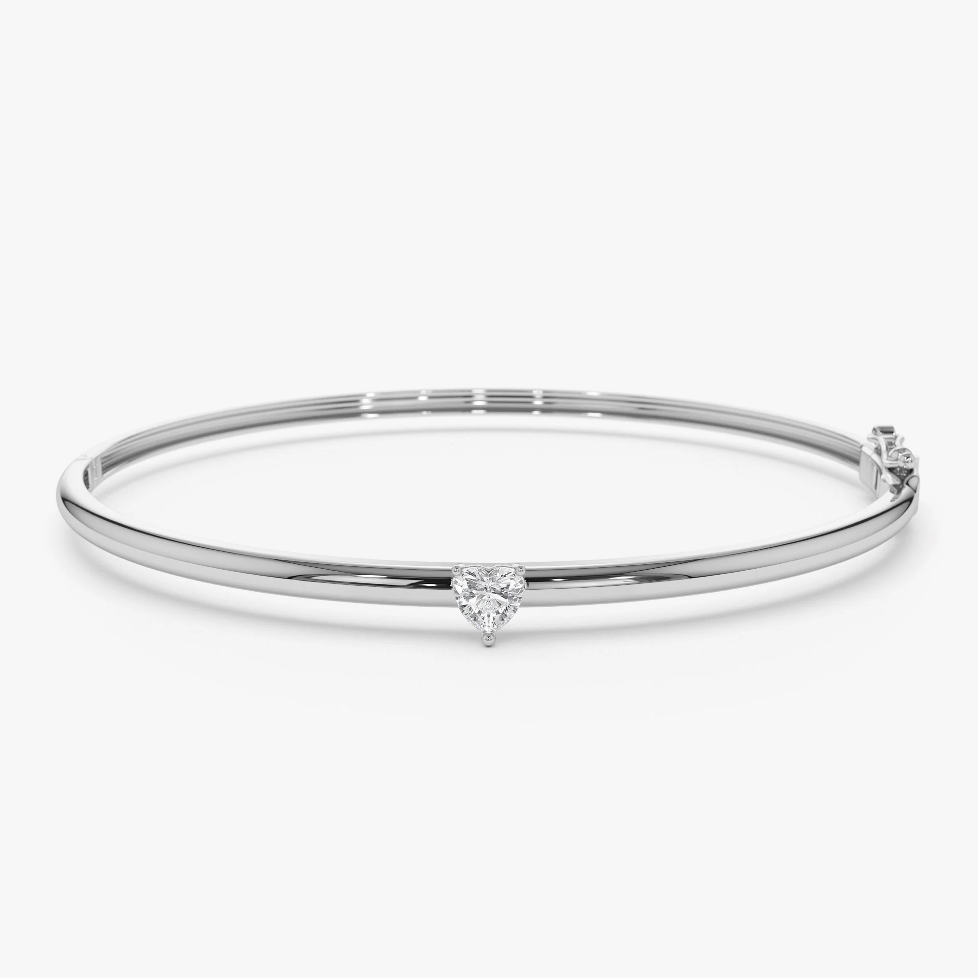 14K Heart Shape Diamond Solitaire Bangle - Image 8