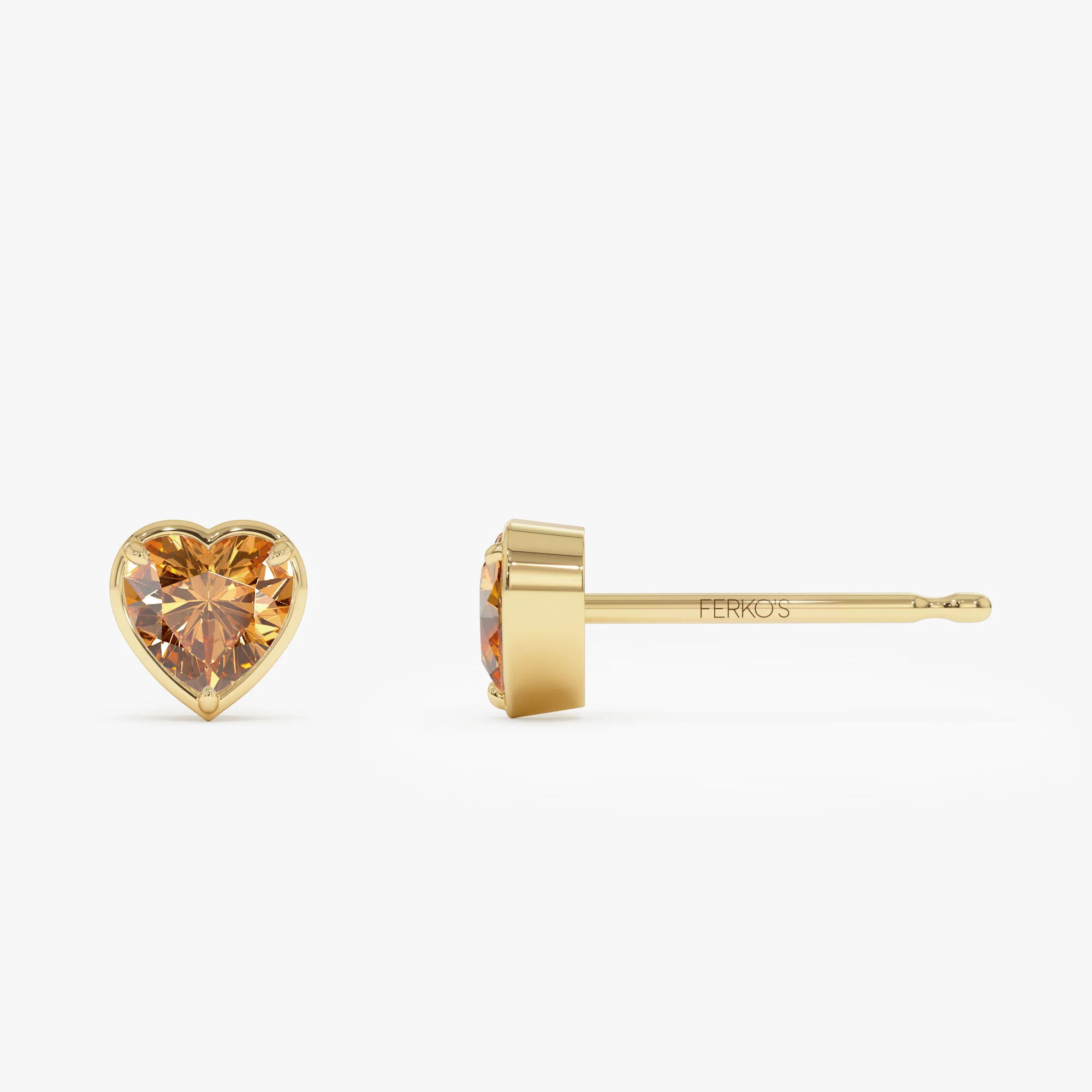 14K Heart Shaped Citrine Stud Earrings - Image 4