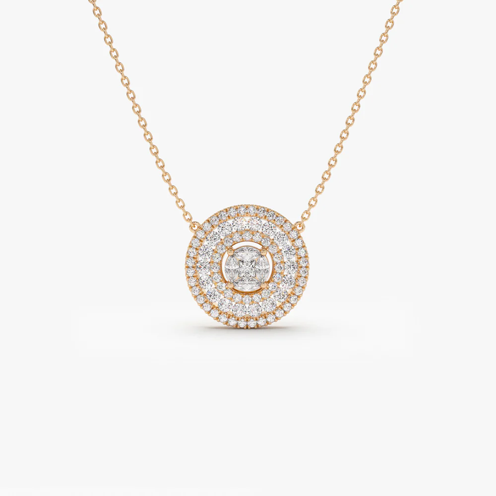 14k Illusion Setting Solitaire Diamond in Halo Setting - Image 7