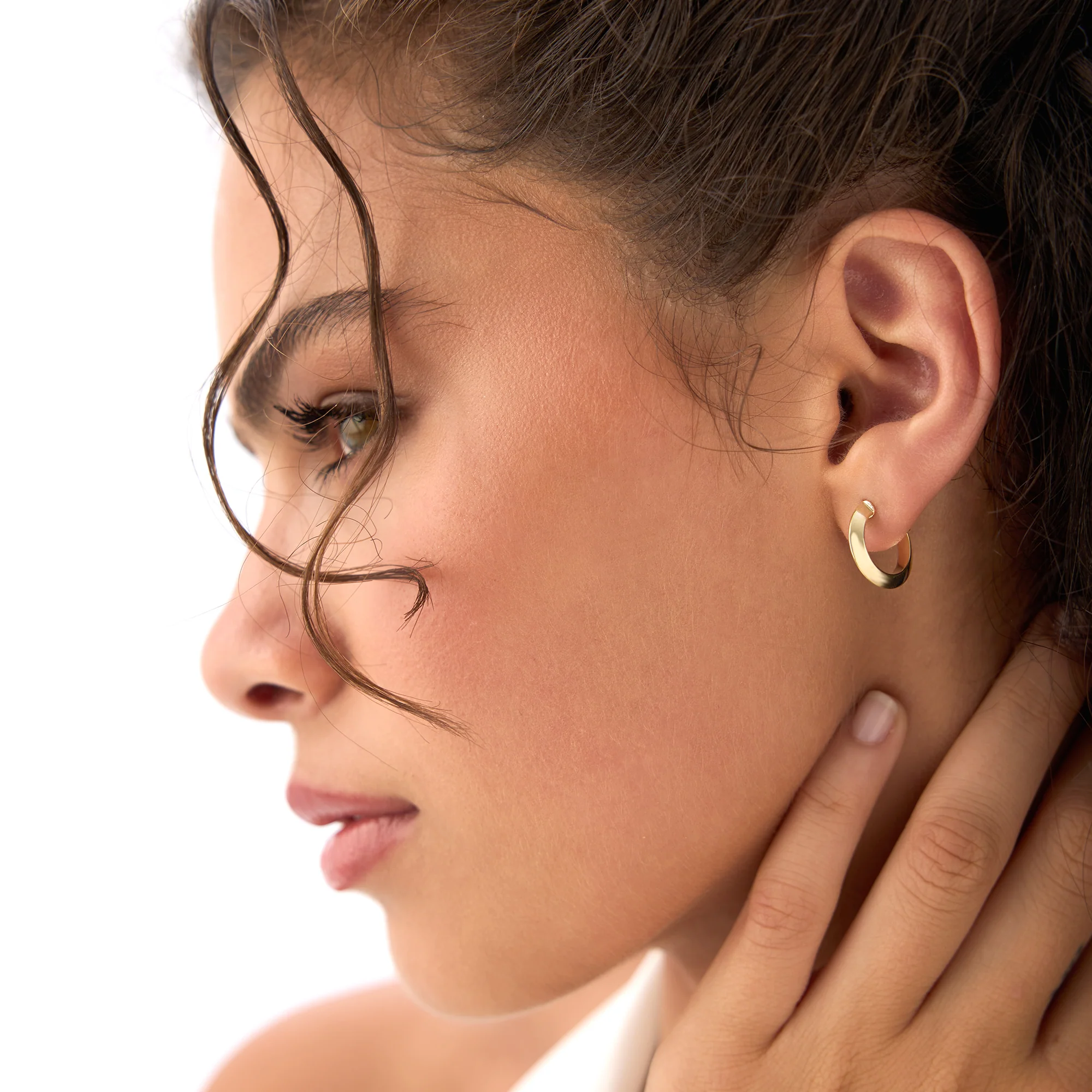14K Knife Edge Hoop Earrings - Image 5