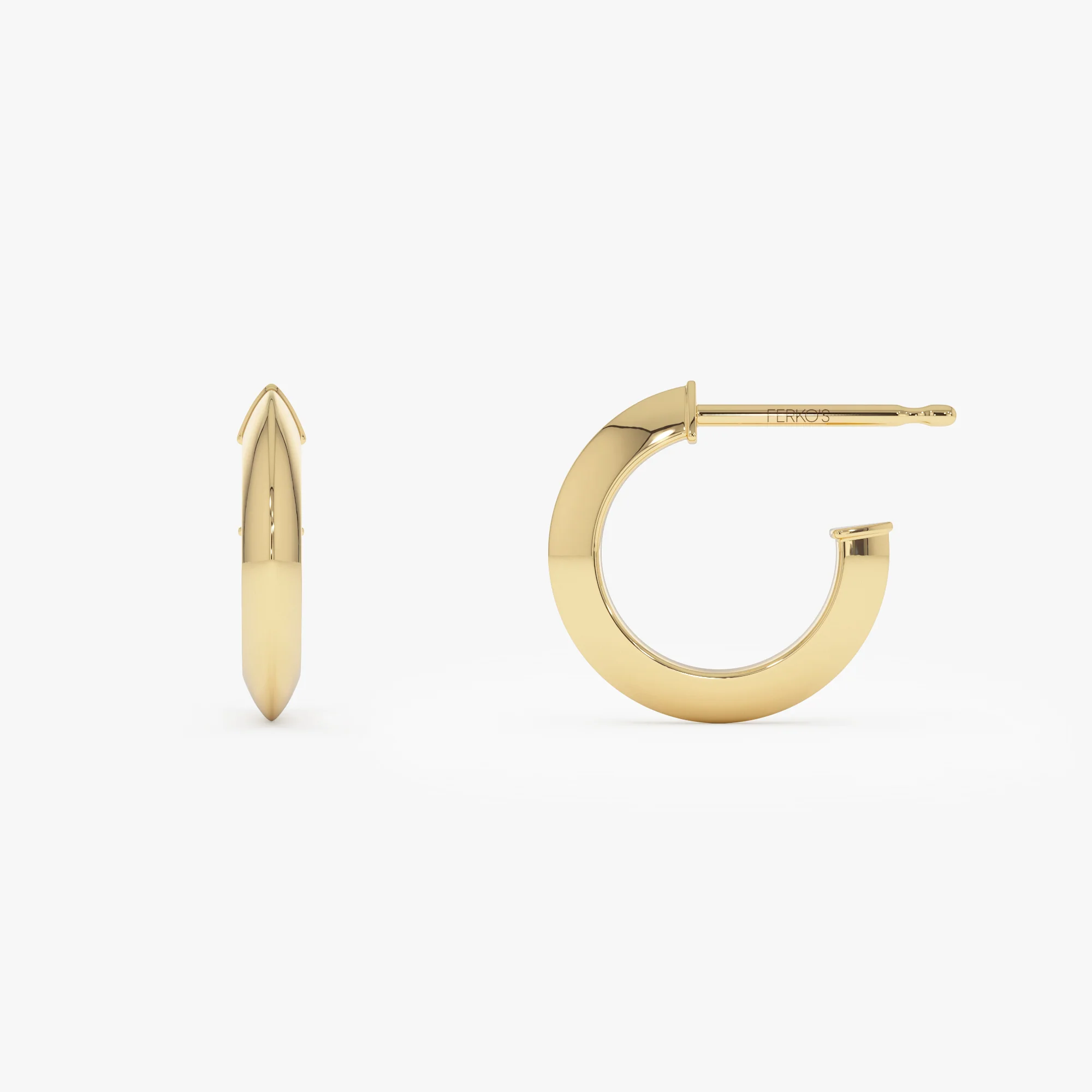14K Knife Edge Hoop Earrings - Image 7
