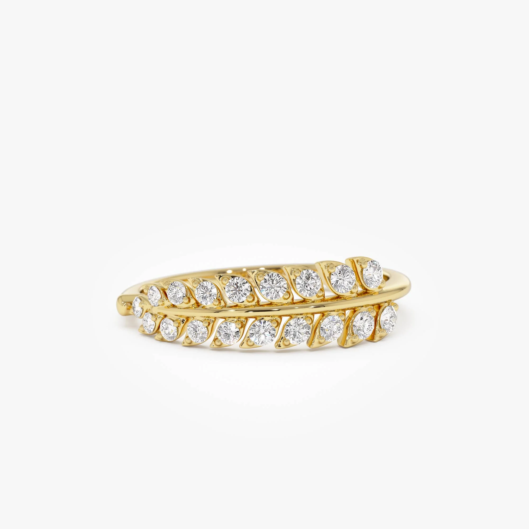 14k Leaf Inspired Diamond Wrap Ring