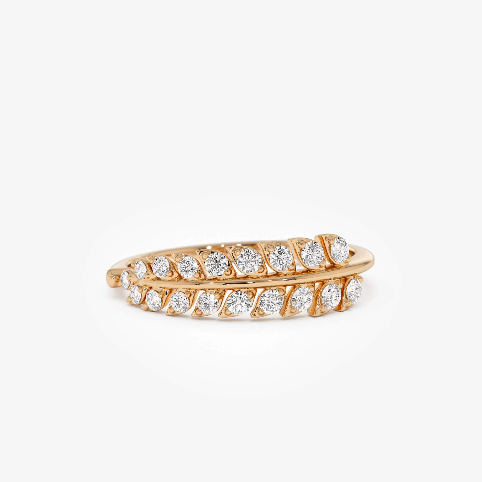 14k Leaf Inspired Diamond Wrap Ring - Image 5