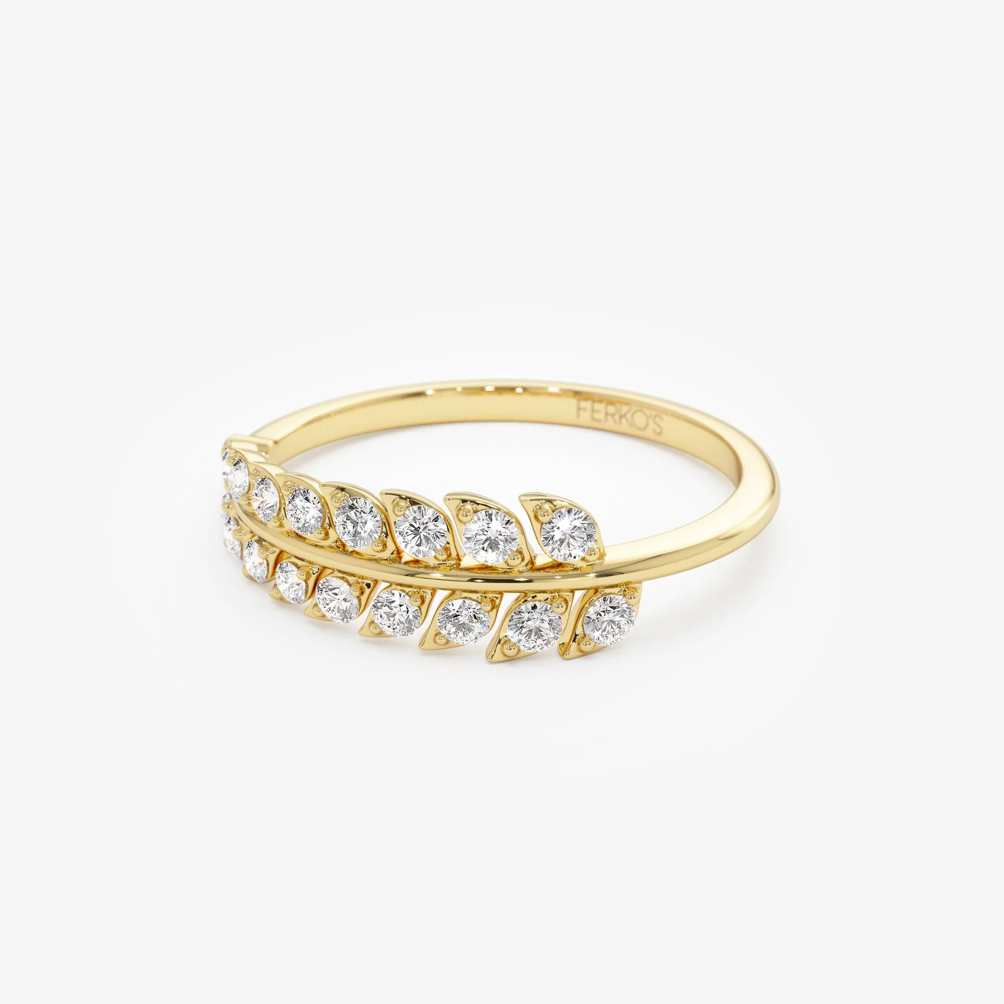14k Leaf Inspired Diamond Wrap Ring - Image 7