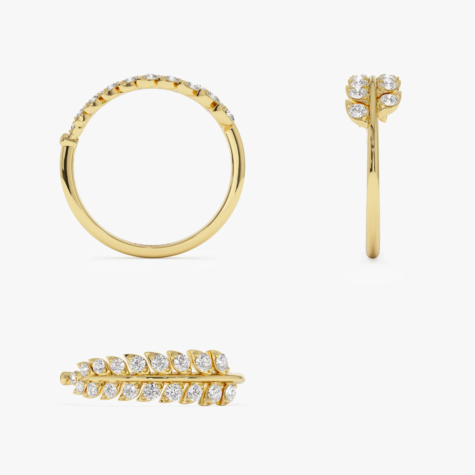 14k Leaf Inspired Diamond Wrap Ring - Image 8
