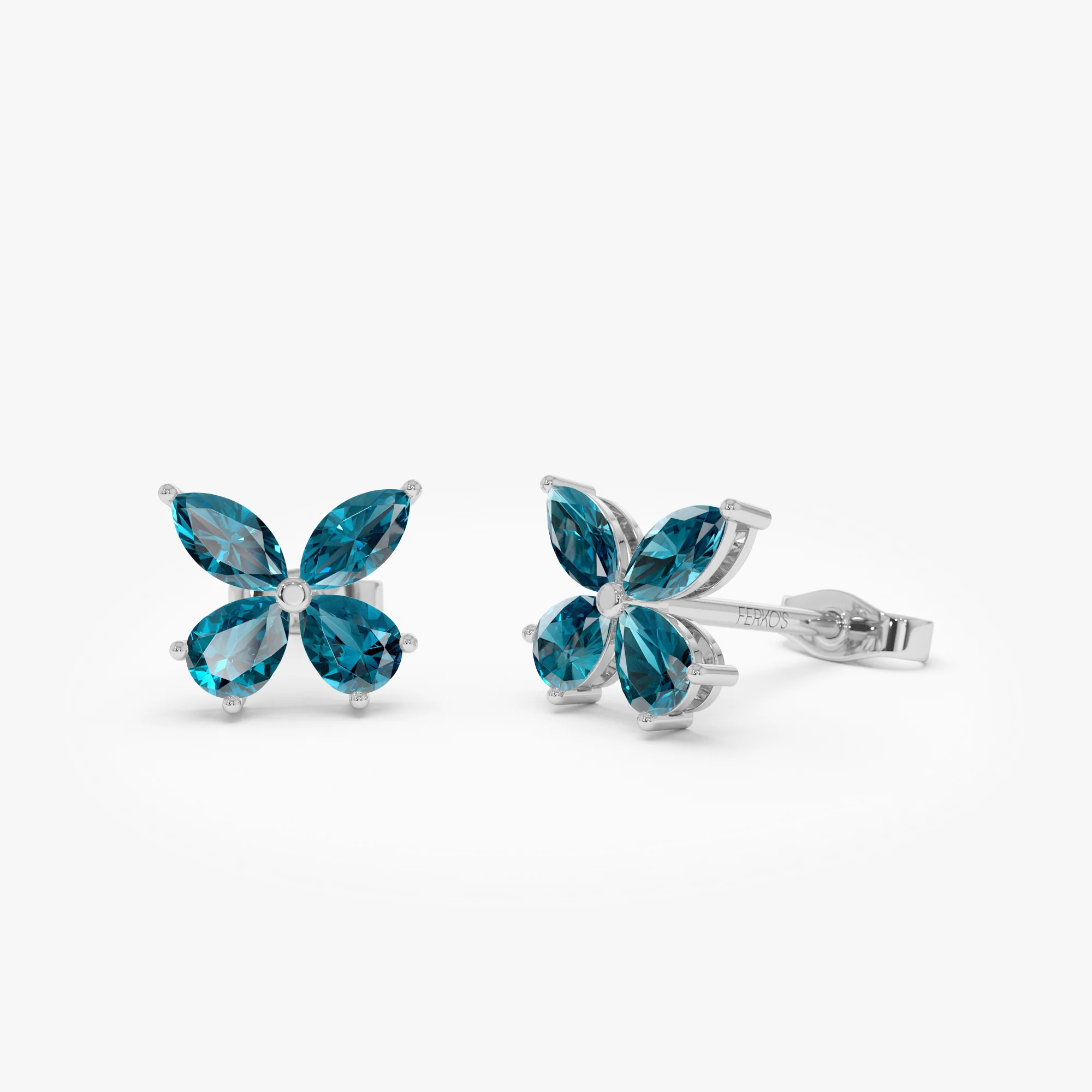 14K London Blue Topaz  Butterfly Stud Earrings - Image 7