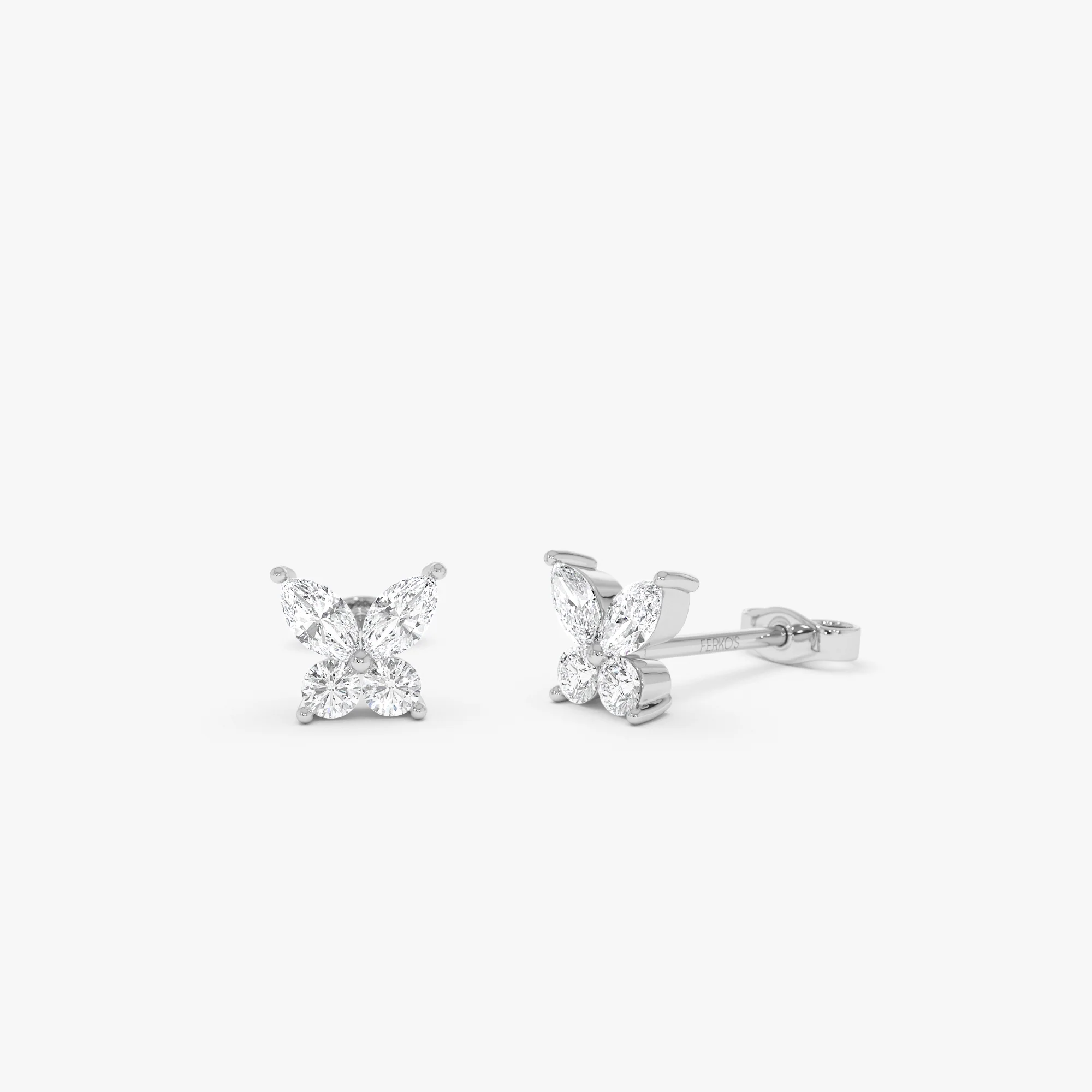 14k Marquise and Round Diamond Butterfly Studs - Image 5