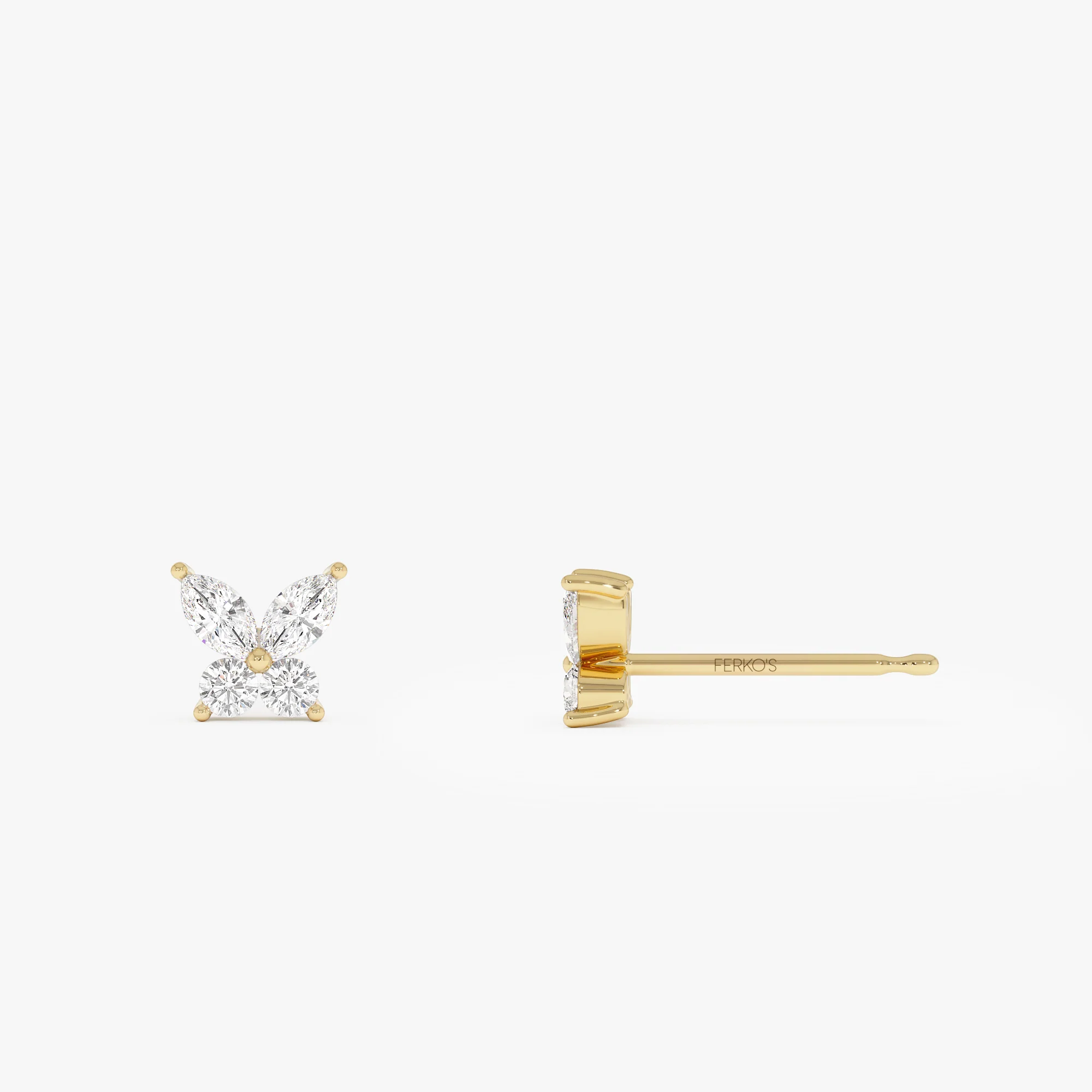 14k Marquise and Round Diamond Butterfly Studs - Image 7