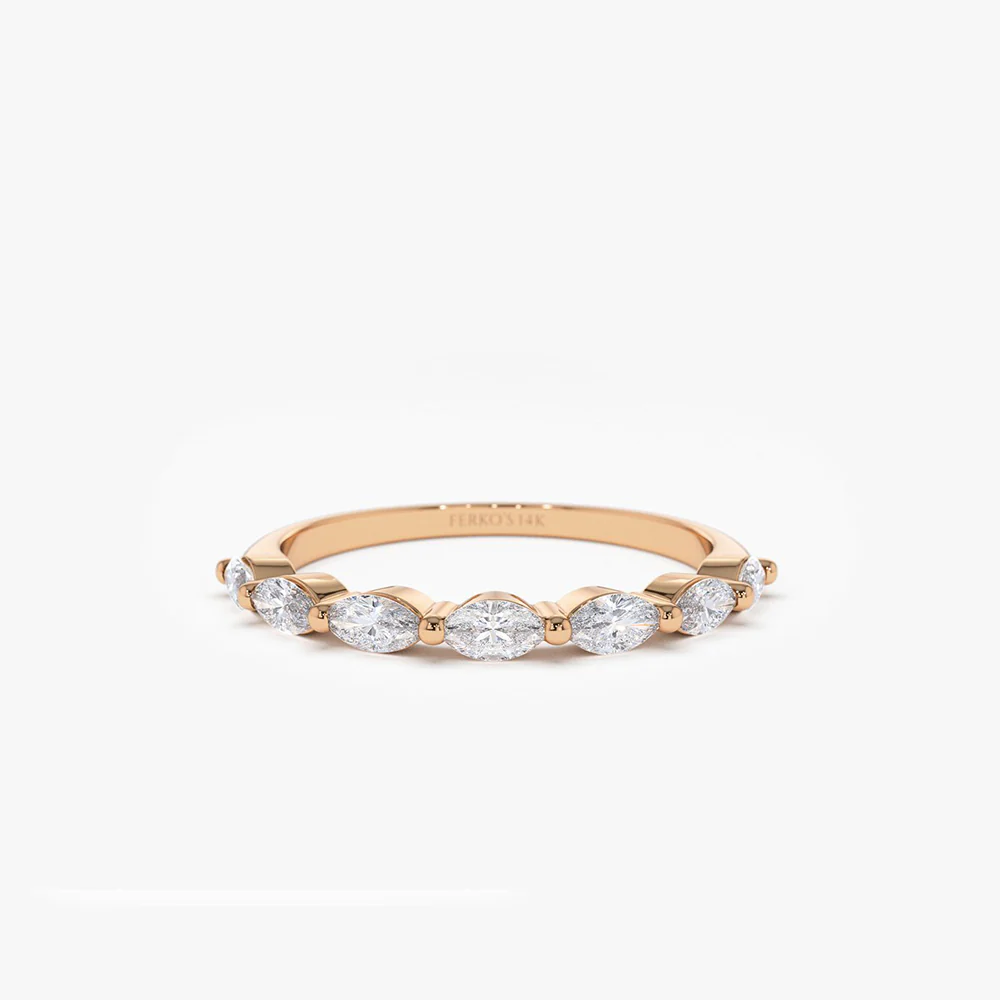 14k Marquise Cut Diamond Anniversary Band - Image 6