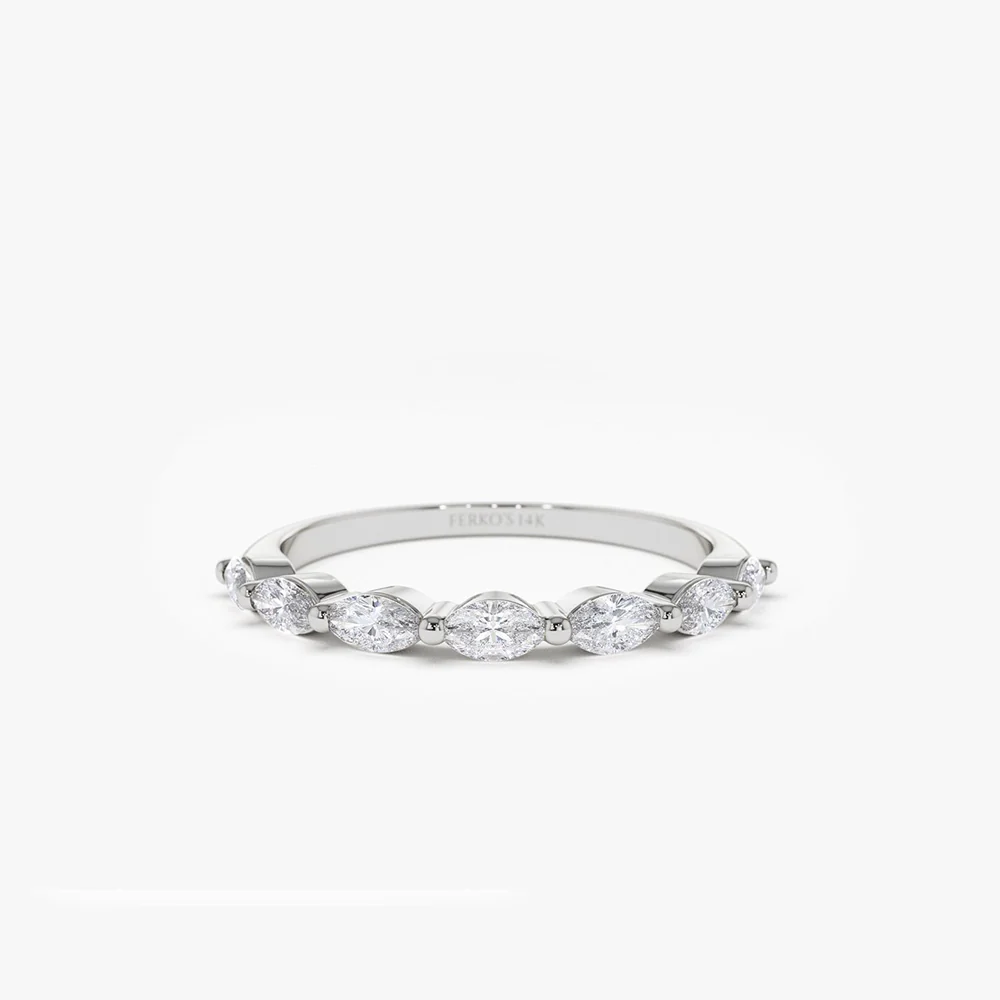 14k Marquise Cut Diamond Anniversary Band - Image 7