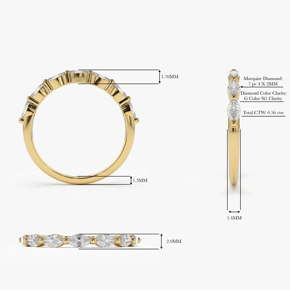 14k Marquise Cut Diamond Anniversary Band - Image 9