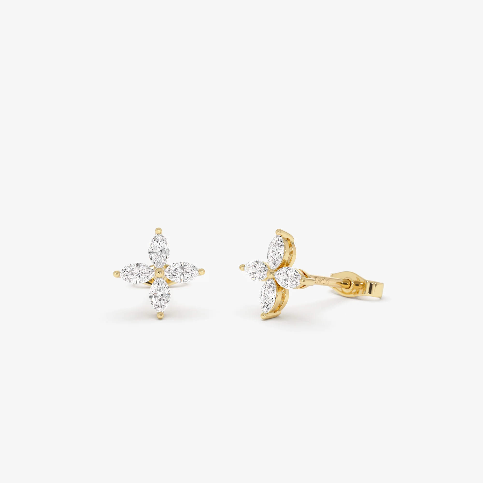 14k Marquise Diamond Cluster Studs