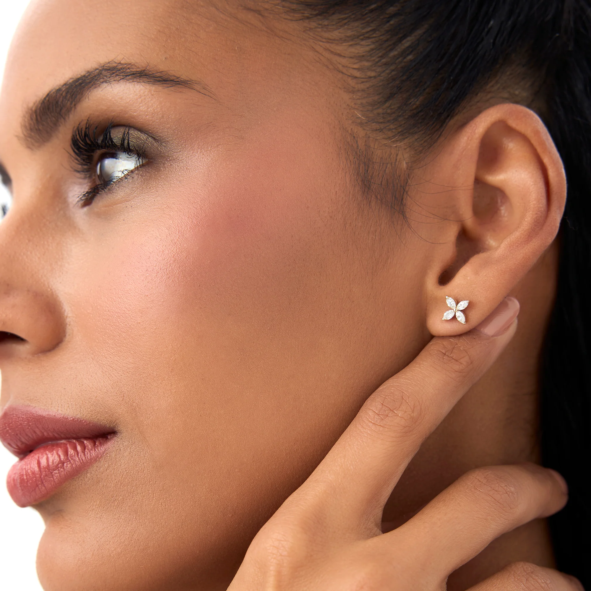 14k Marquise Diamond Cluster Studs - Image 2