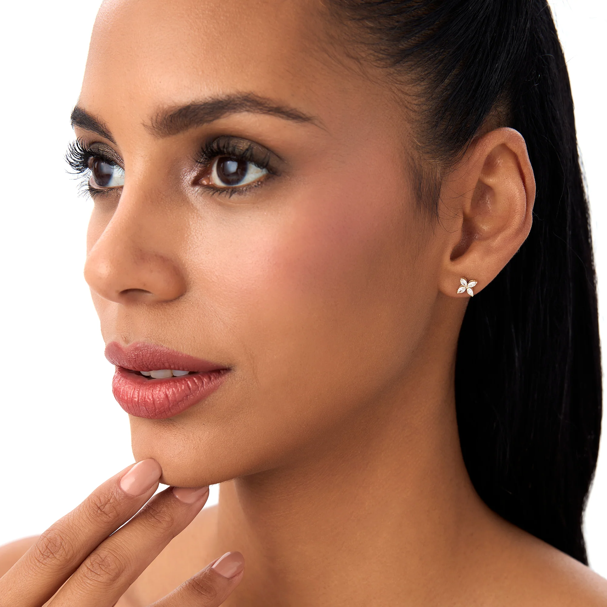 14k Marquise Diamond Cluster Studs - Image 4