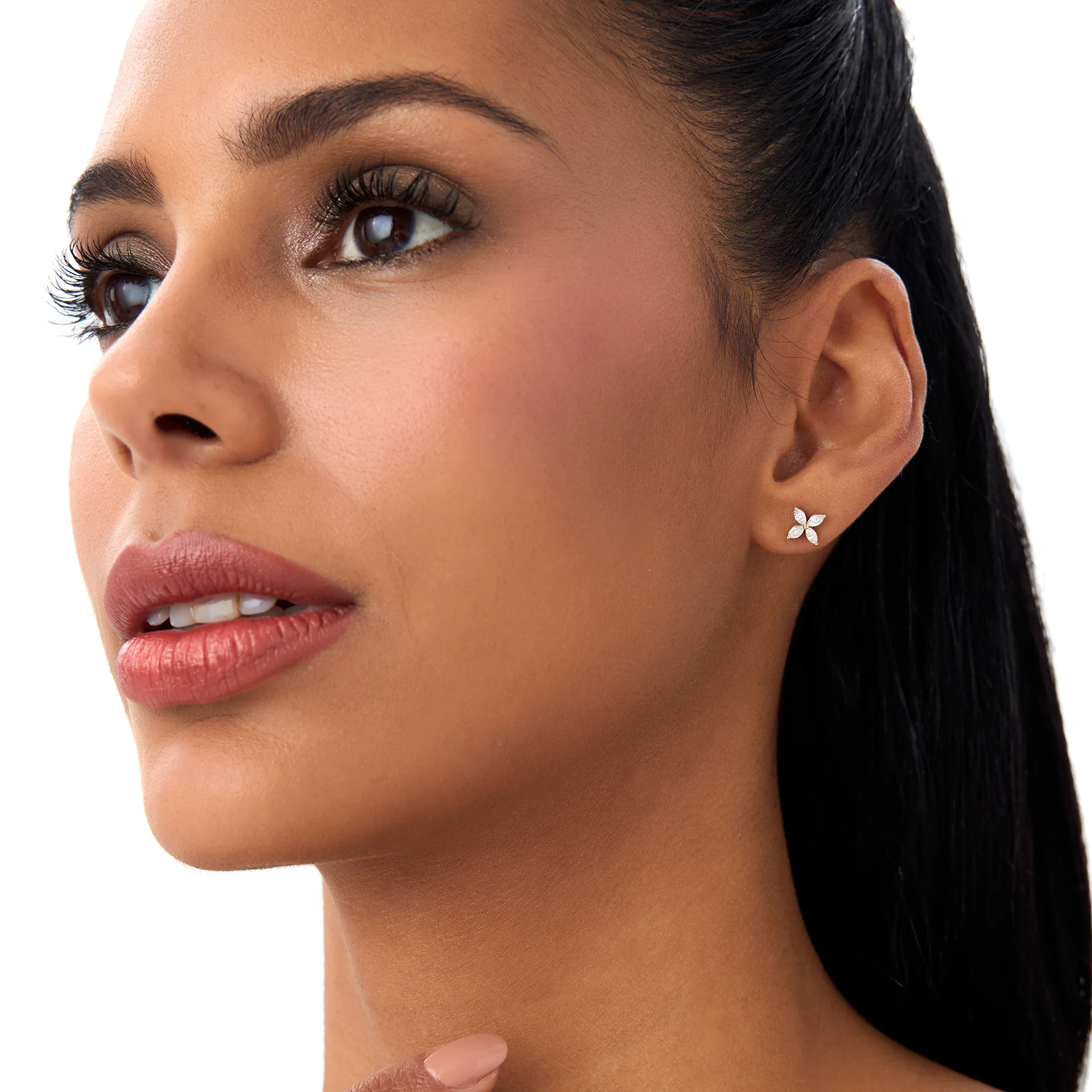 14k Marquise Diamond Cluster Studs - Image 5