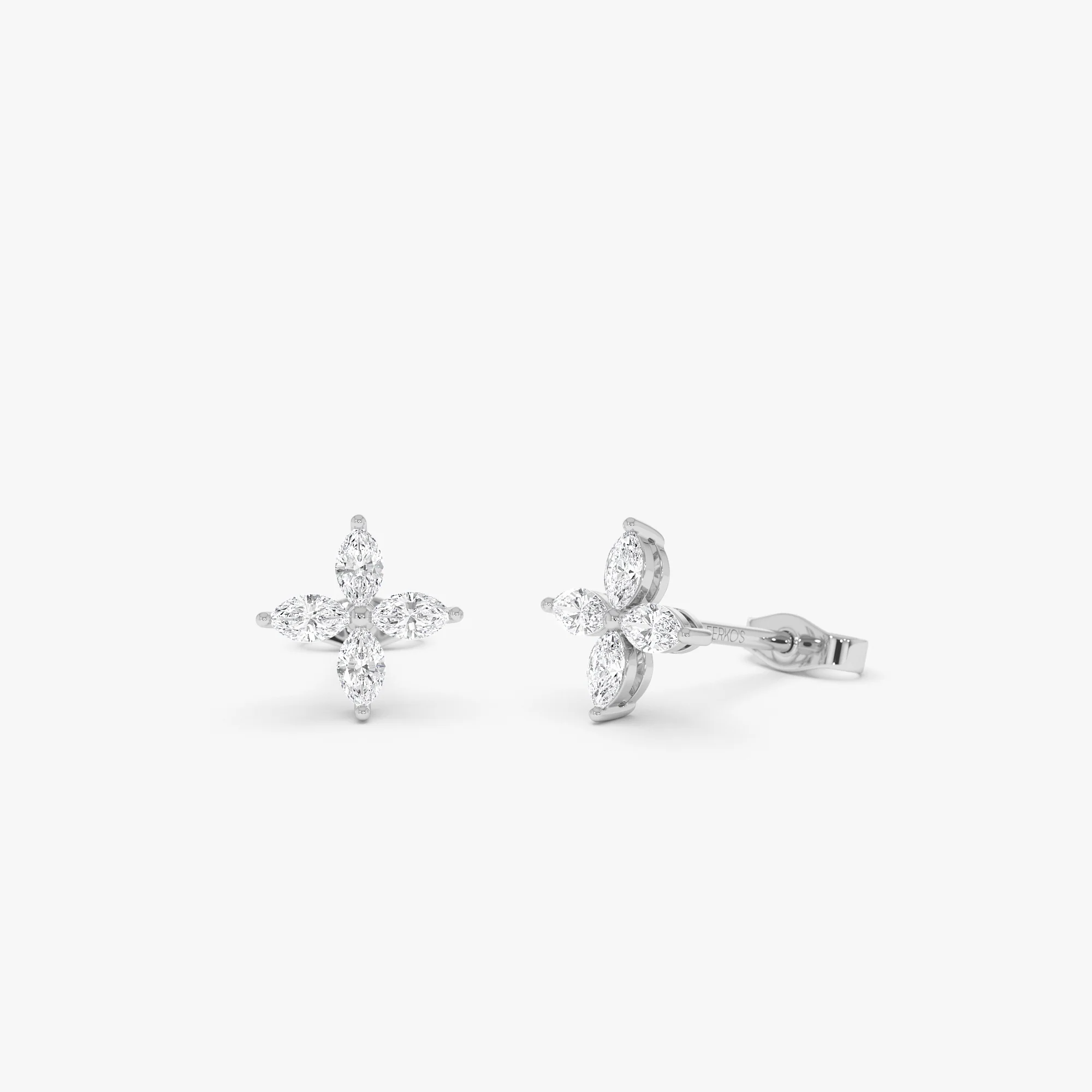14k Marquise Diamond Cluster Studs - Image 7