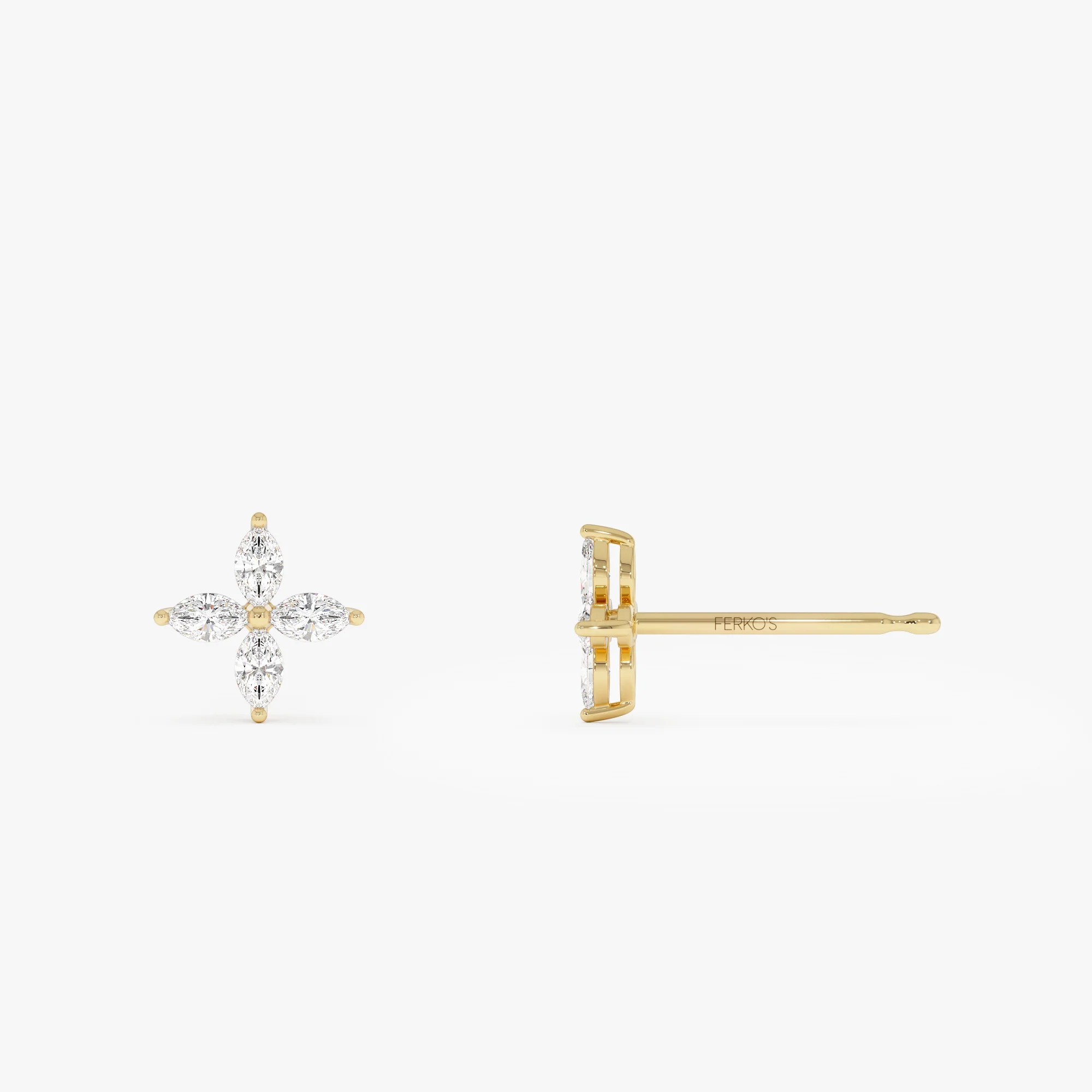 14k Marquise Diamond Cluster Studs - Image 8