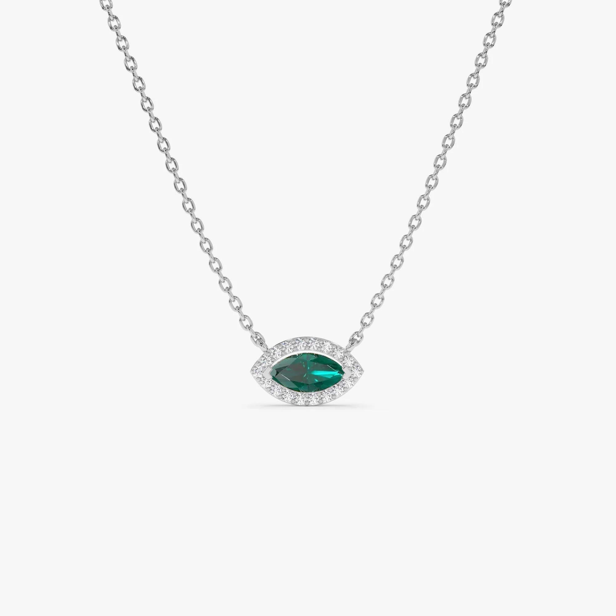 14k Marquise Emerald with Halo Diamond Setting - Image 5