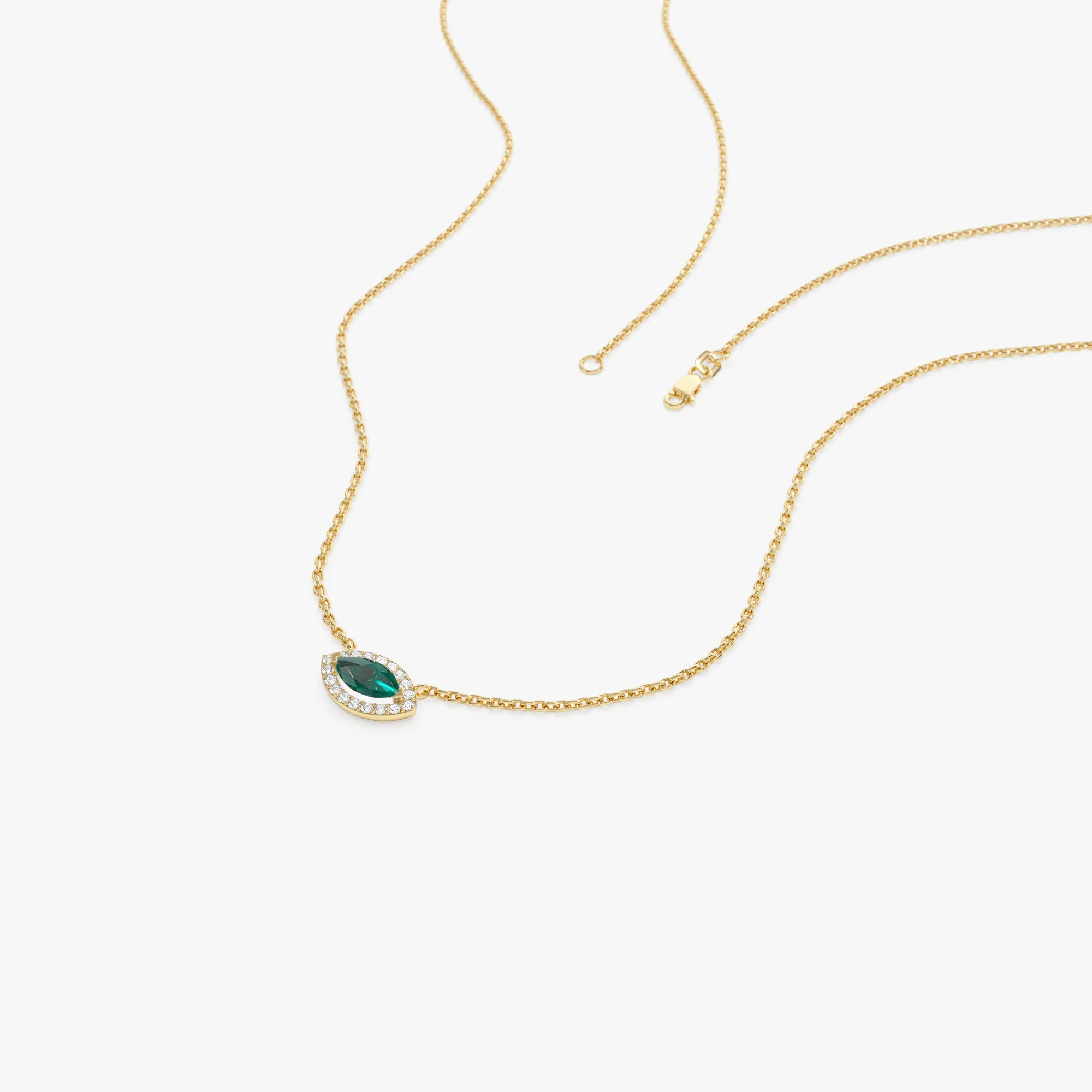 14k Marquise Emerald with Halo Diamond Setting - Image 6