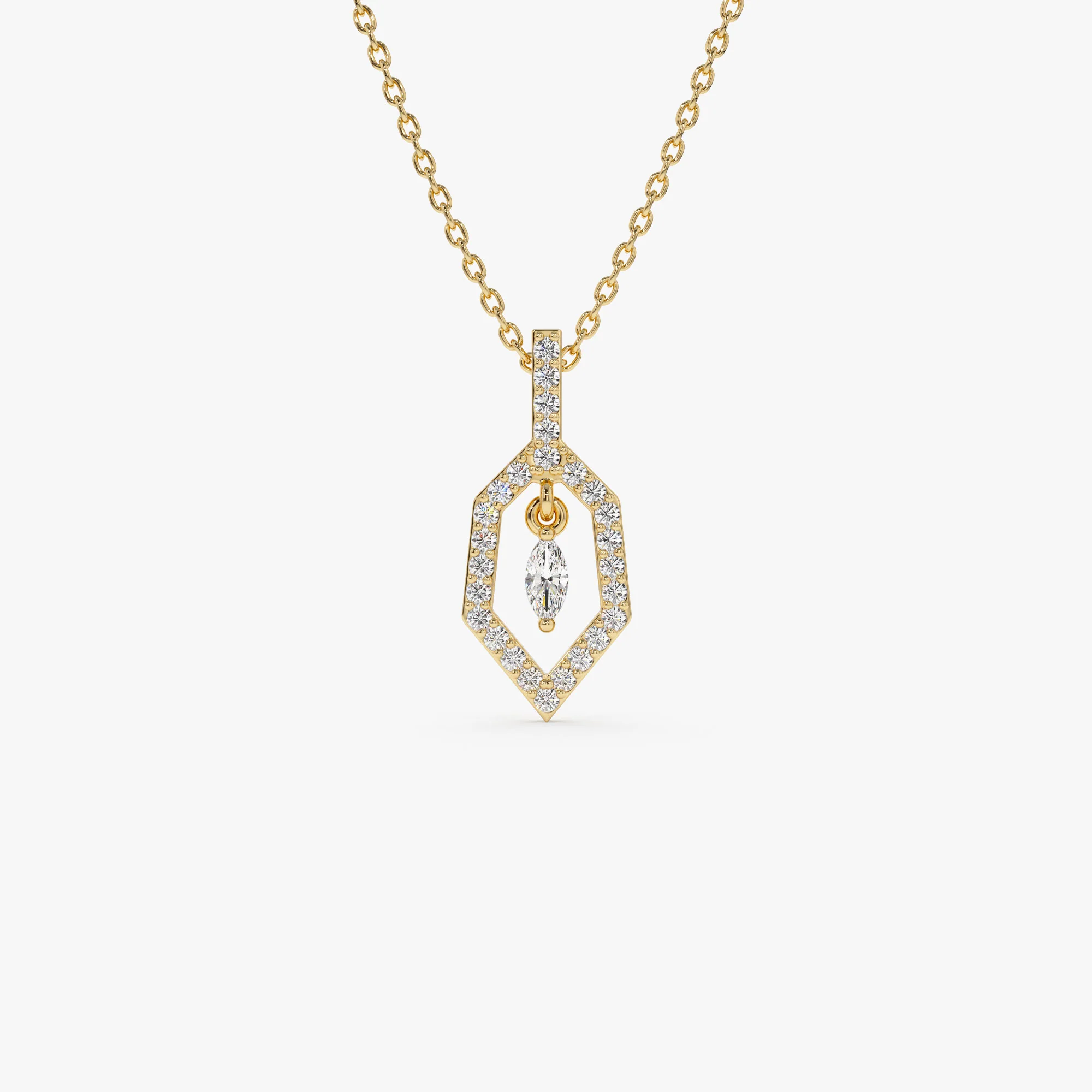 14k Marquise Shape Dangle Diamond Necklace