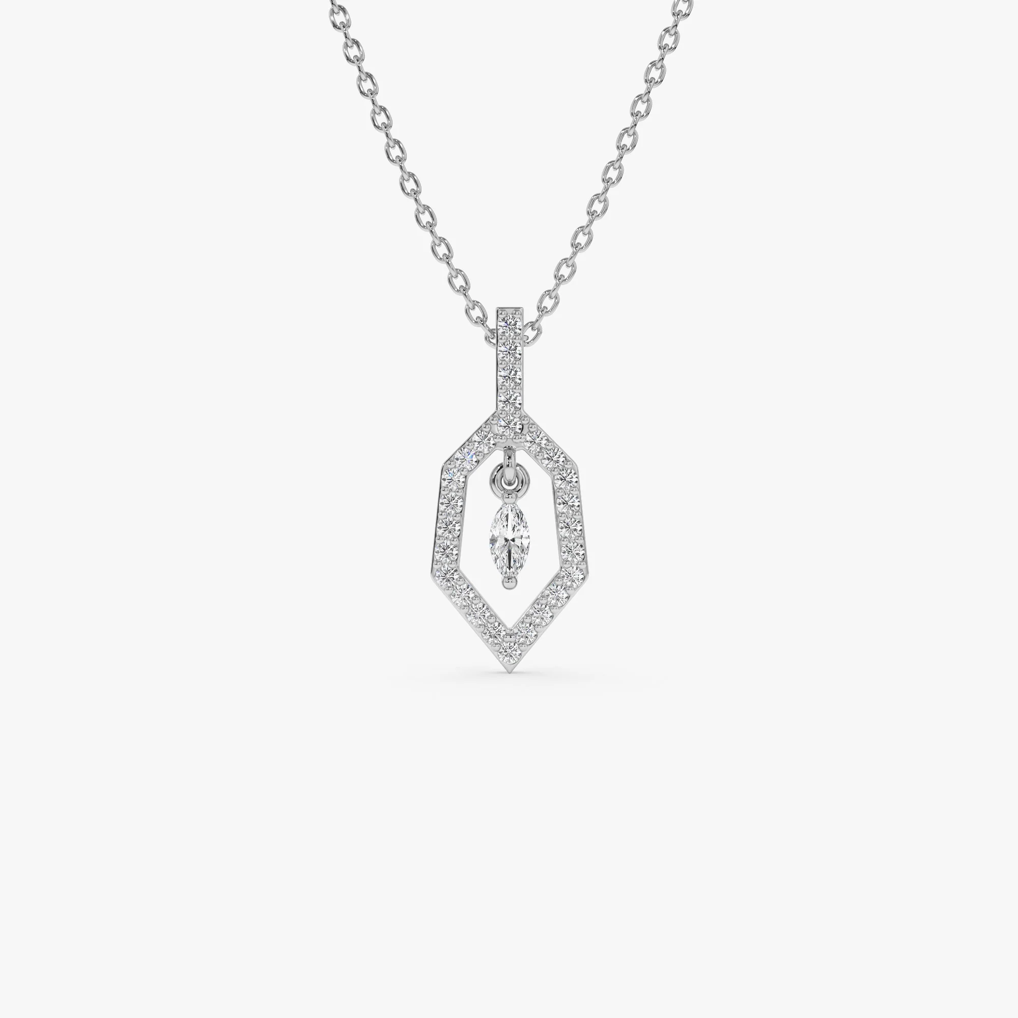 14k Marquise Shape Dangle Diamond Necklace - Image 6