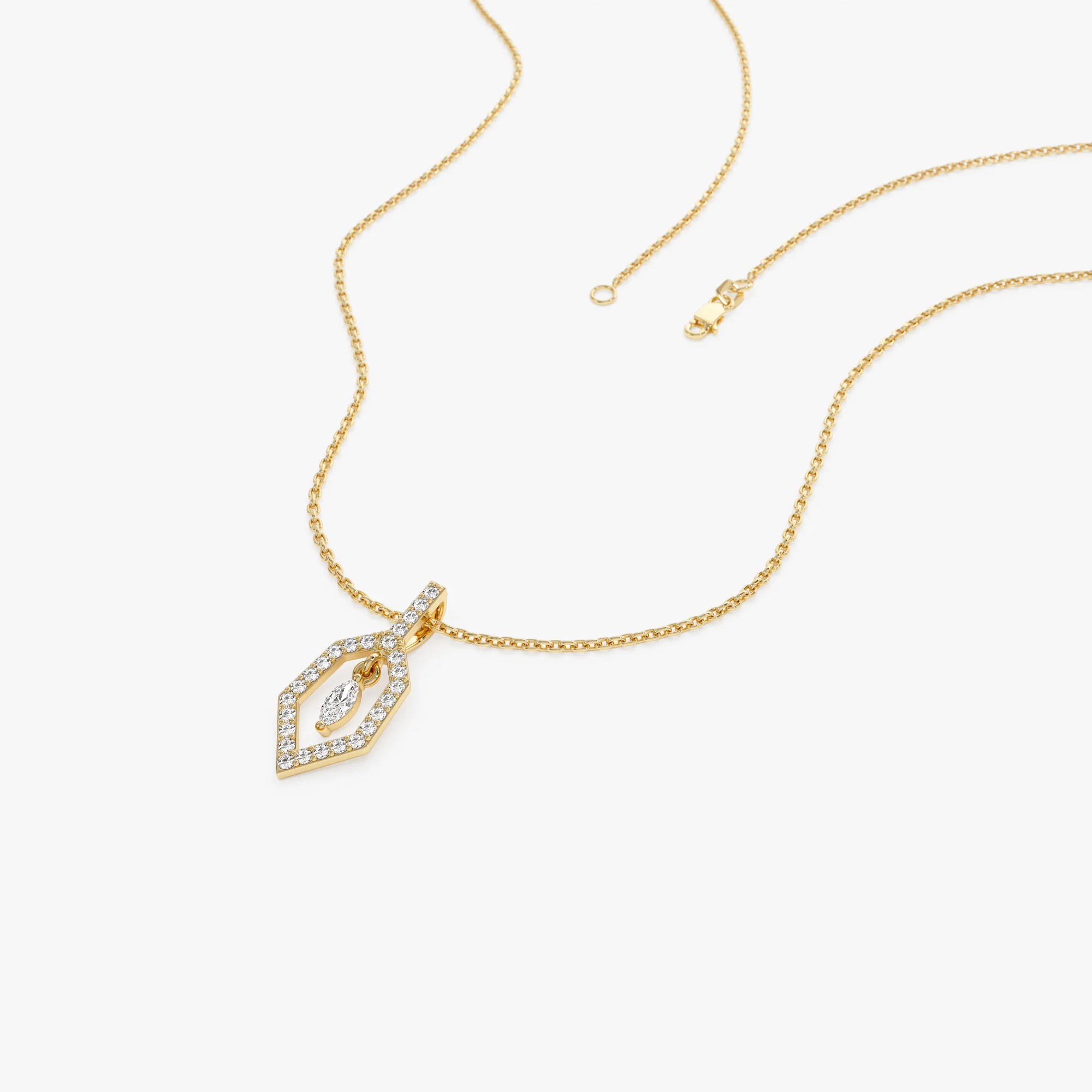 14k Marquise Shape Dangle Diamond Necklace - Image 7