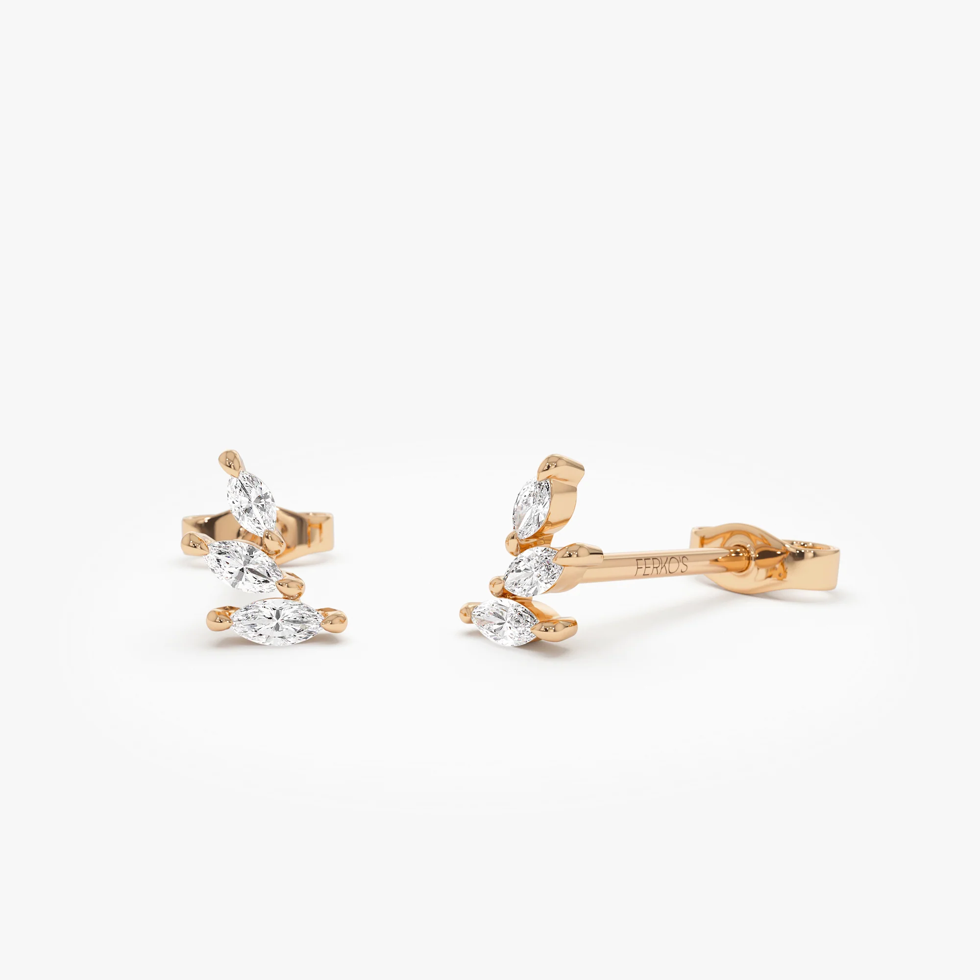 14k Marquise Shaped Diamond Mini Ear Climber - Image 5