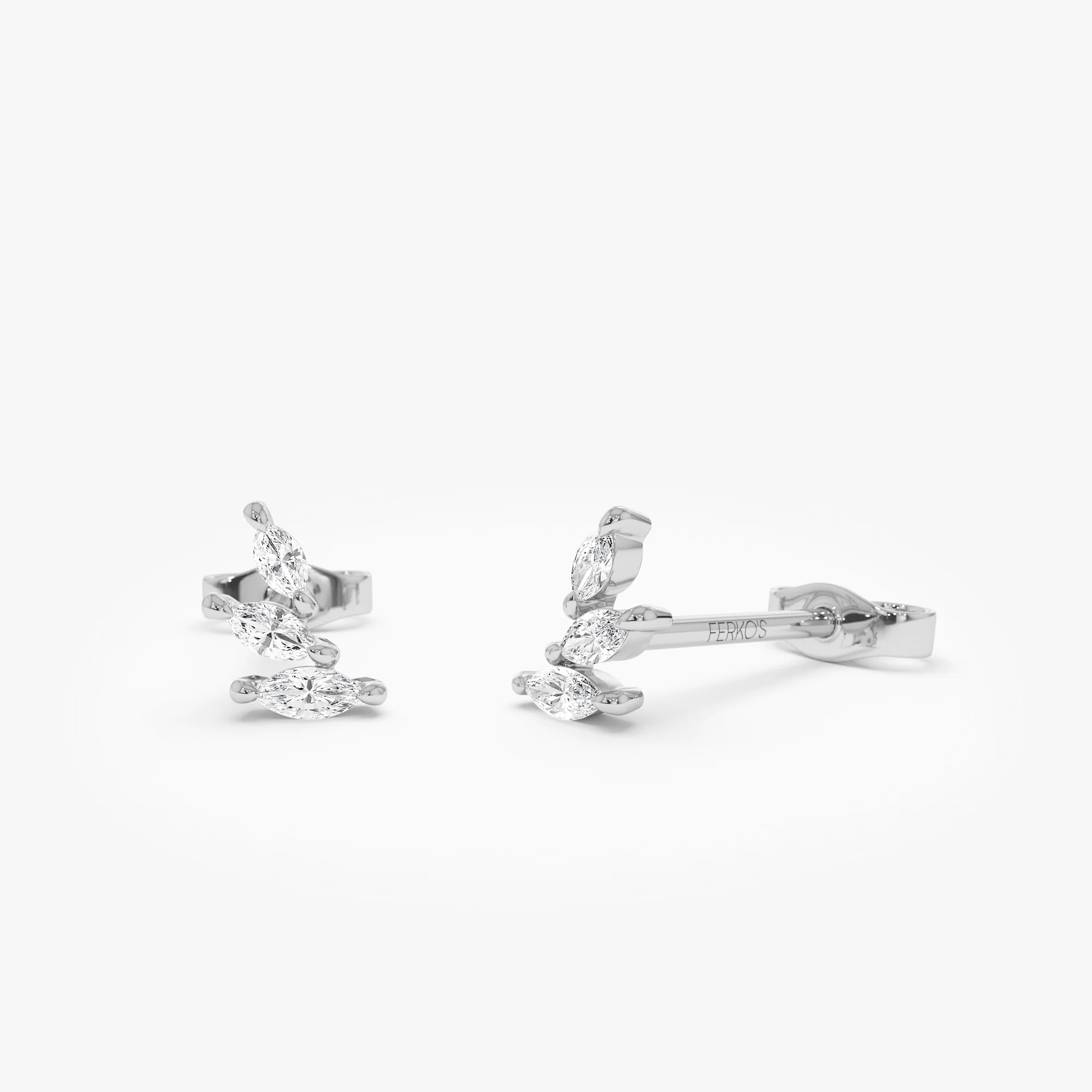 14k Marquise Shaped Diamond Mini Ear Climber - Image 6