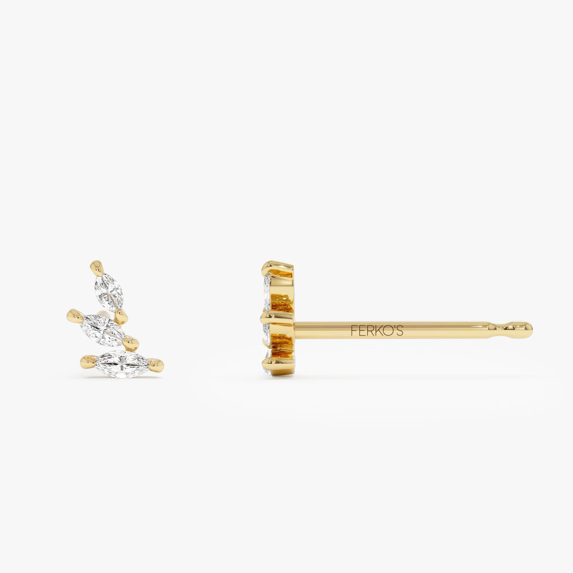 14k Marquise Shaped Diamond Mini Ear Climber - Image 8