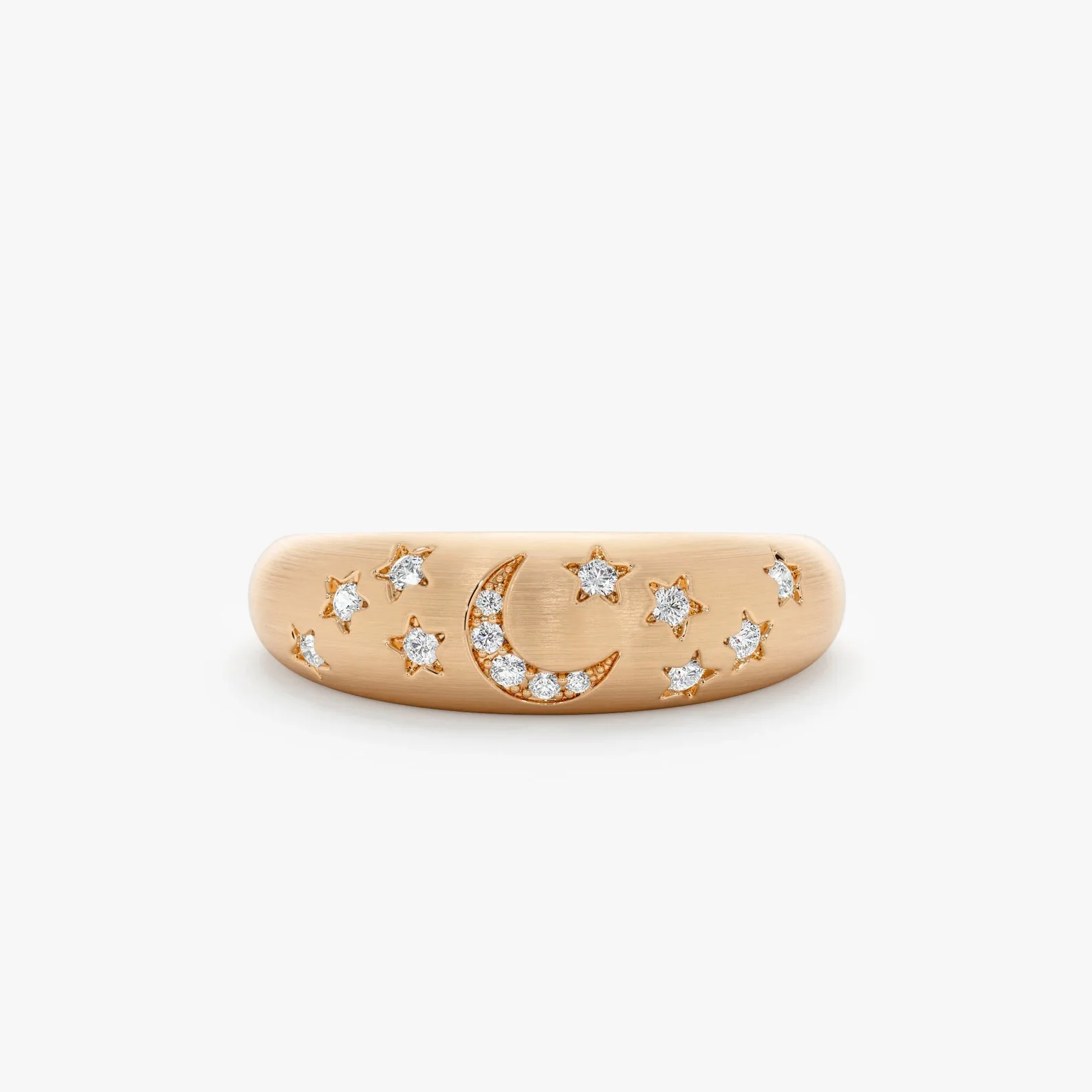 14k Matte Finish Celestial Diamond Ring - Image 7