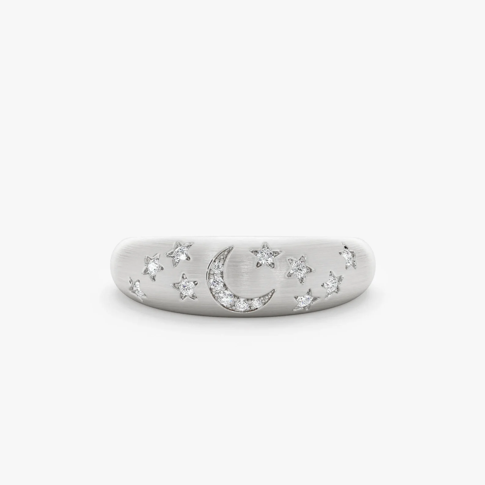 14k Matte Finish Celestial Diamond Ring - Image 8