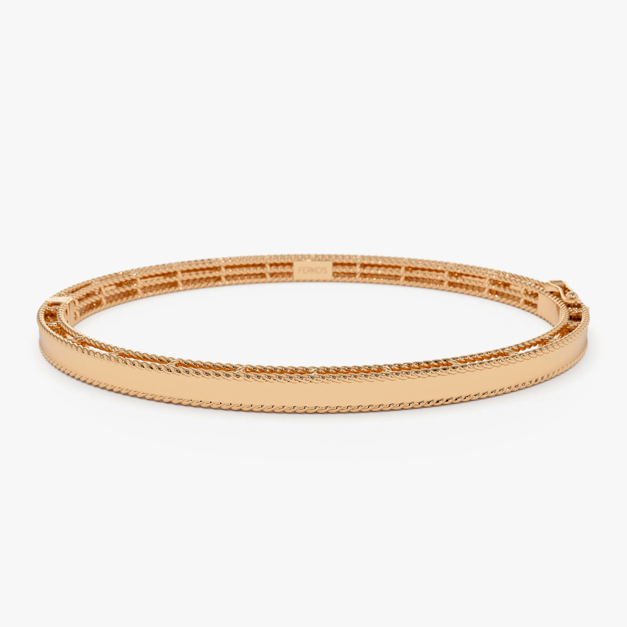 14K Milgrain Edge Gold Bangle Bracelet - Image 6