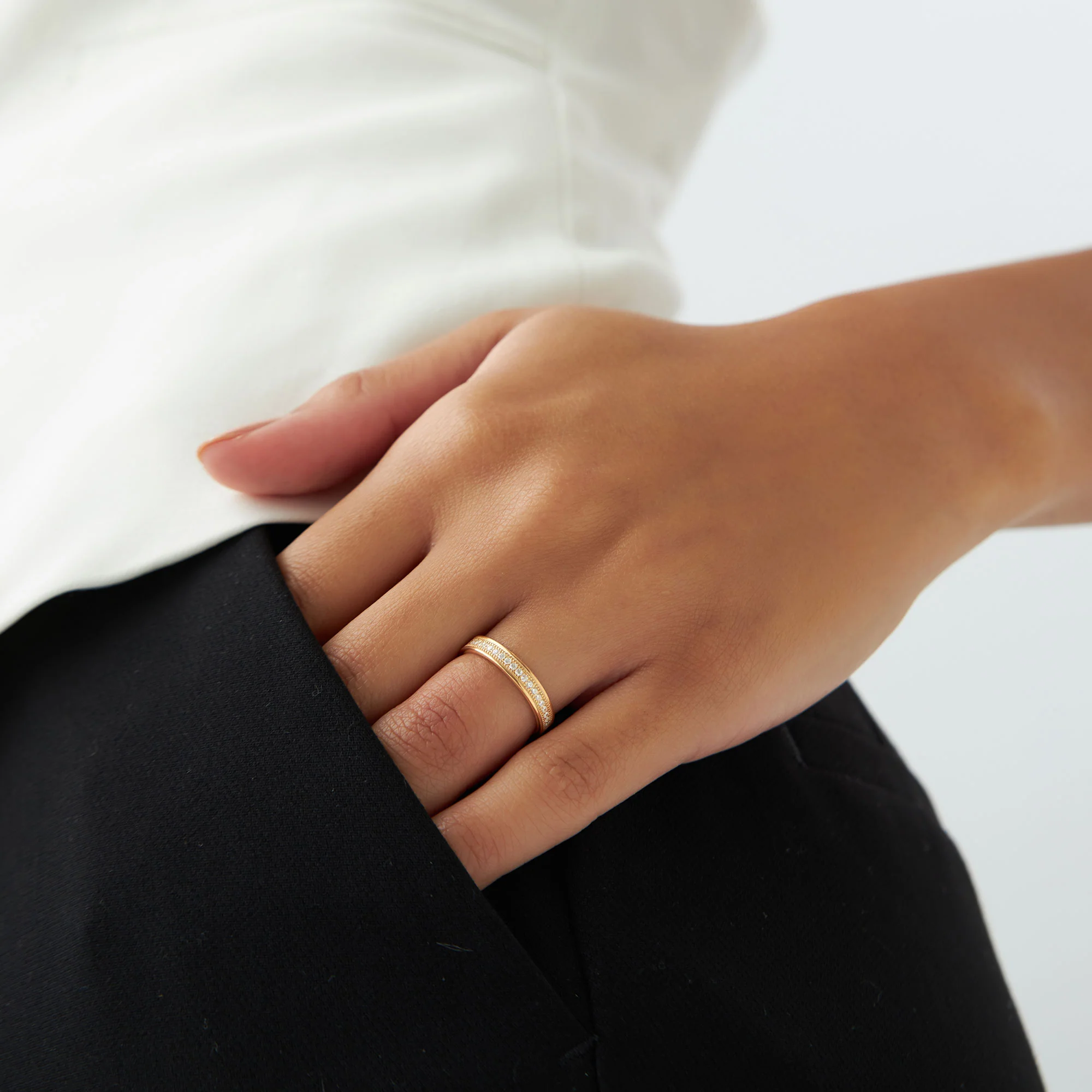 14k Milgran Full Eternity Diamond Ring - Image 4