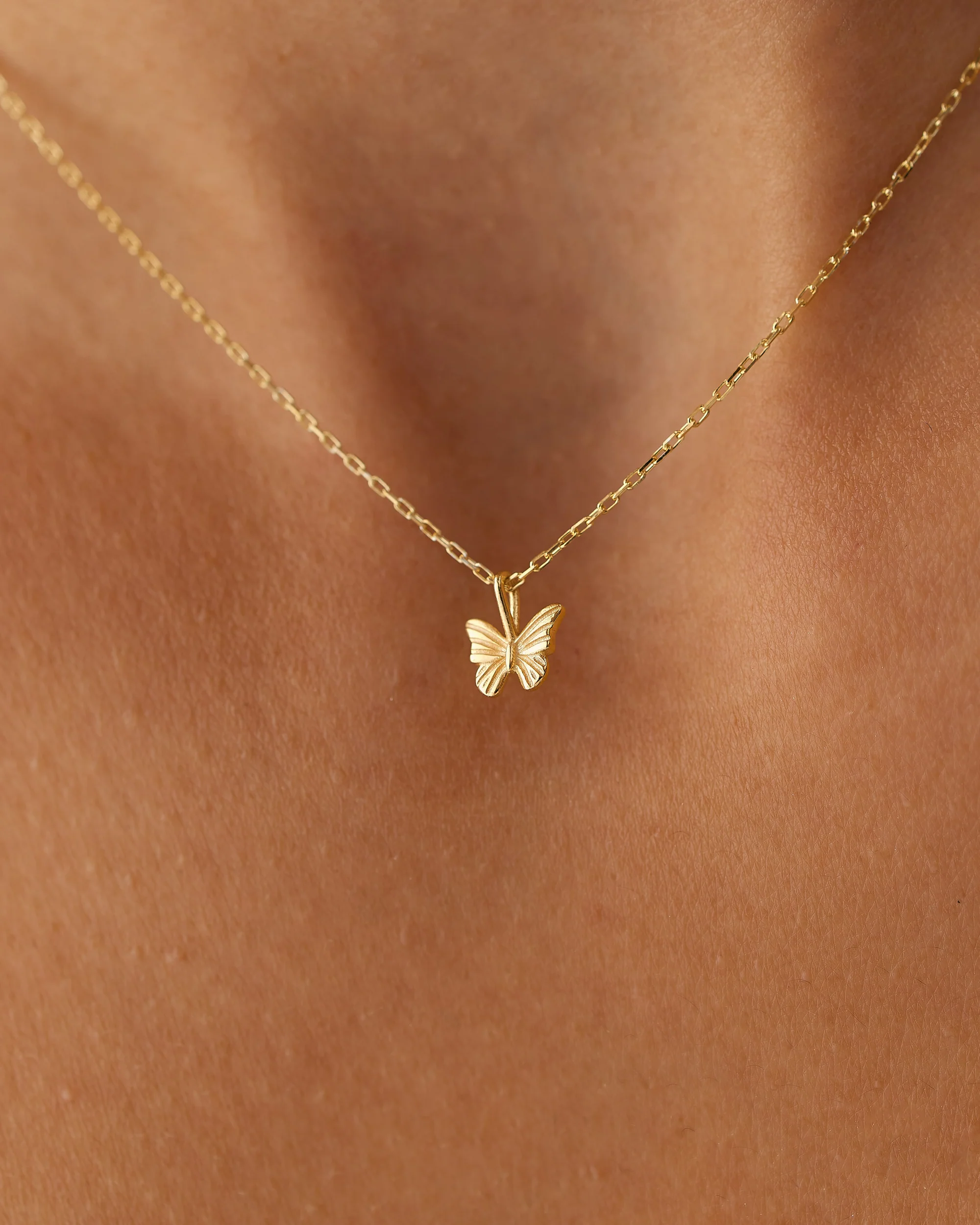 14k Mini Butterfly Charm Necklace - Image 3