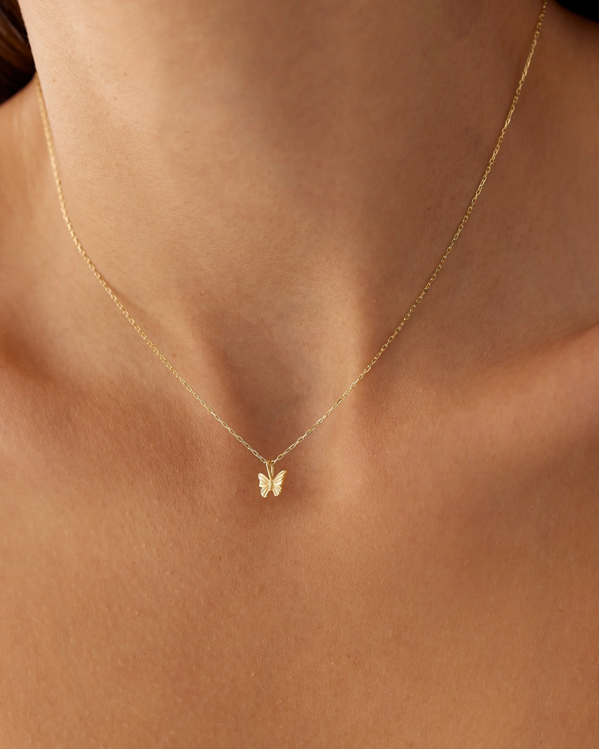 14k Mini Butterfly Charm Necklace - Image 5